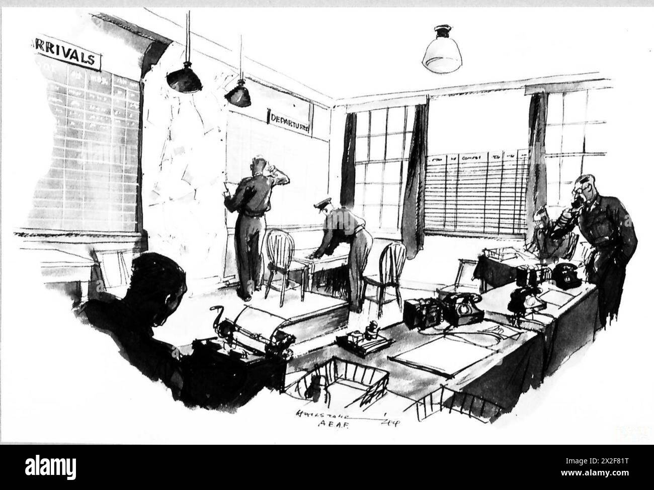 Die Royal Air Force war von 1940 bis 1945 in Großbritannien tätig und führte während des Zweiten Weltkriegs Luftverteidigungs-, Trainings- und Einsatzmissionen mit Kampfflugzeugen und Bomberflugzeugen durch Stockfoto