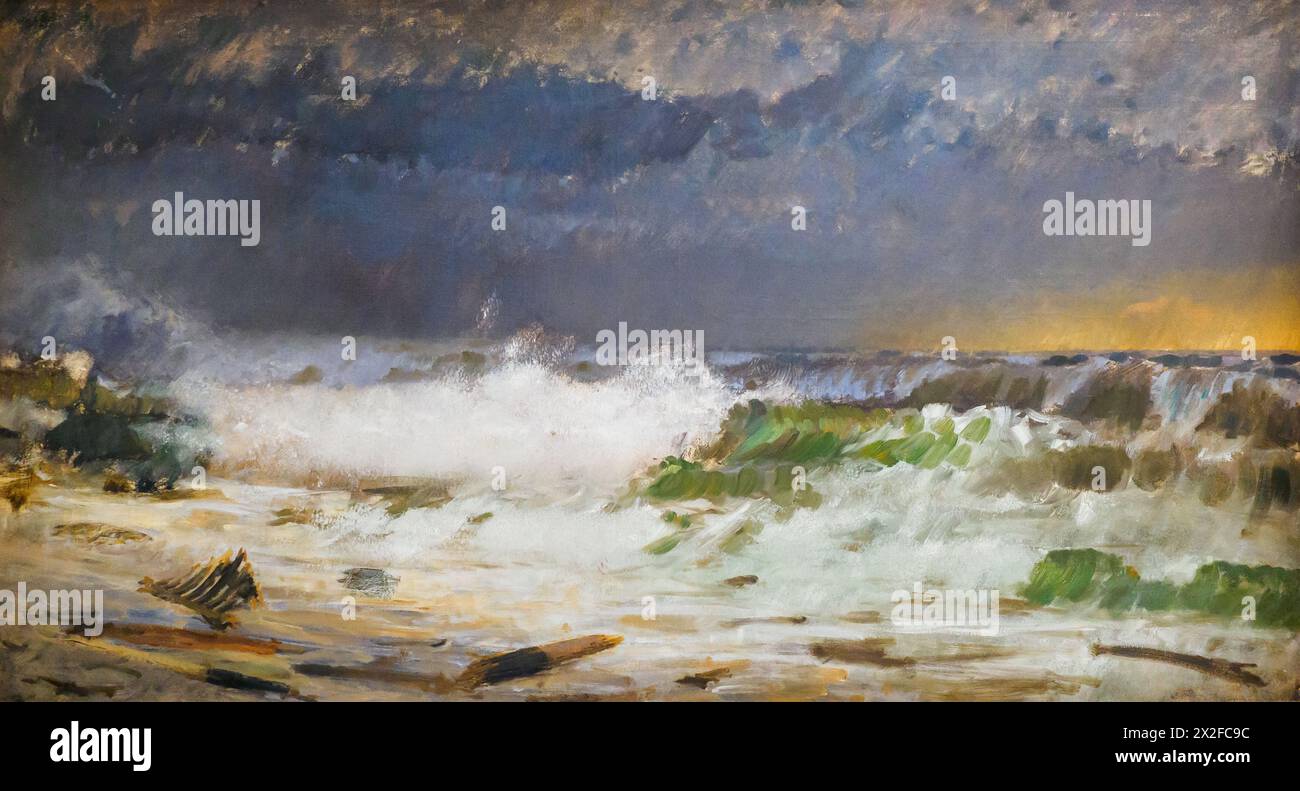 Stürmisches Meer von Giuseppe Gaetano de Nittis (1846-1884), um 1874, Öl auf Leinwand Stockfoto