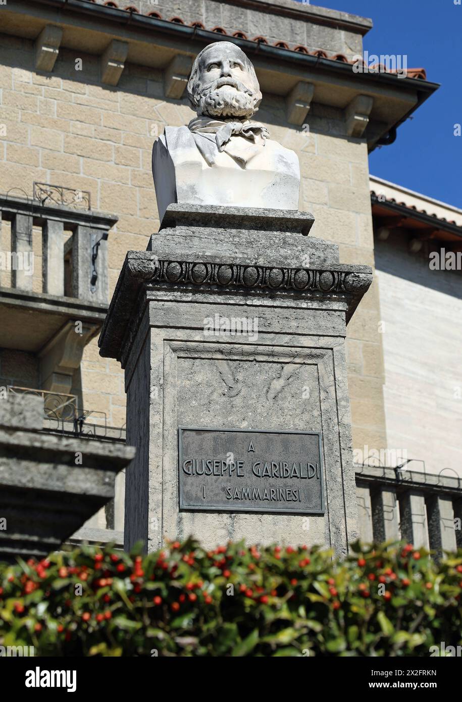 Büste von Garibaldi in San Marino Stockfoto