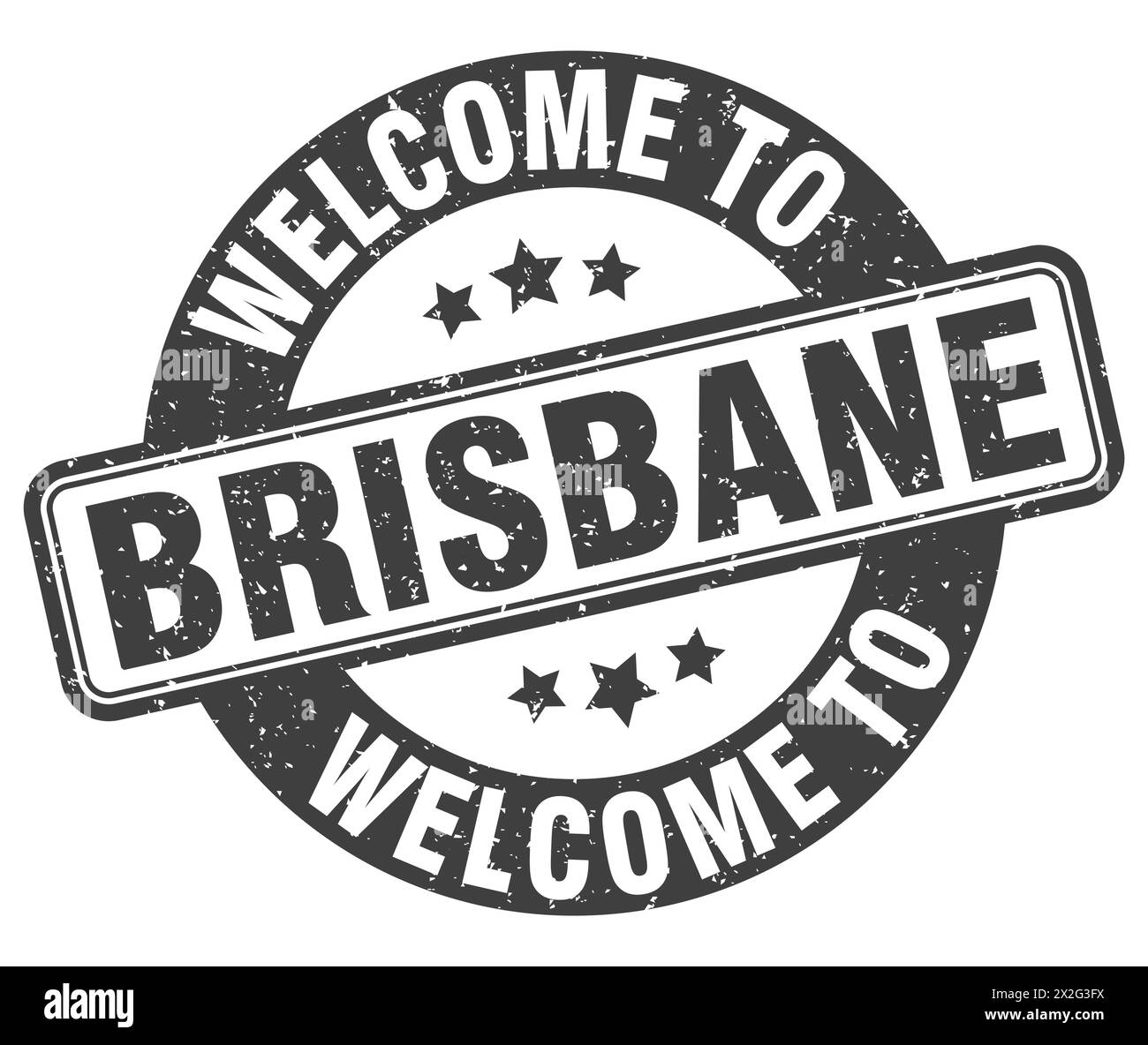 Willkommen bei Brisbane STAMP. Brisbane rundes Schild isoliert auf weißem Hintergrund Stock Vektor