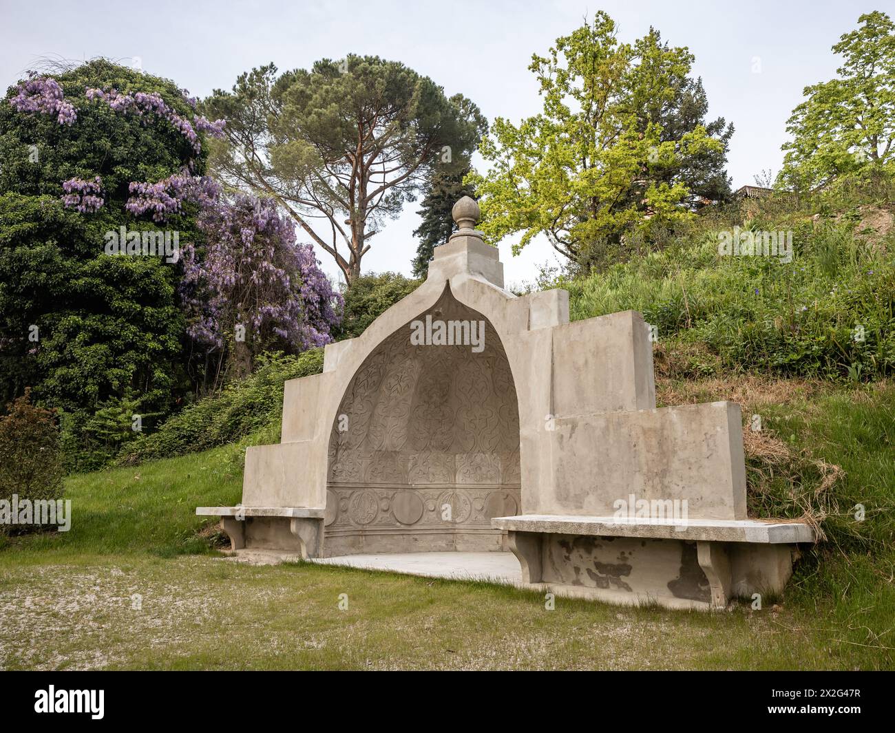 Nova Gorica, Slowenien - 9. April 2024: Park Rafut soll einer der zentralen Veranstaltungsorte der Europäischen Kulturhauptstadt 2025 (Gorizia - Nova) sein Stockfoto