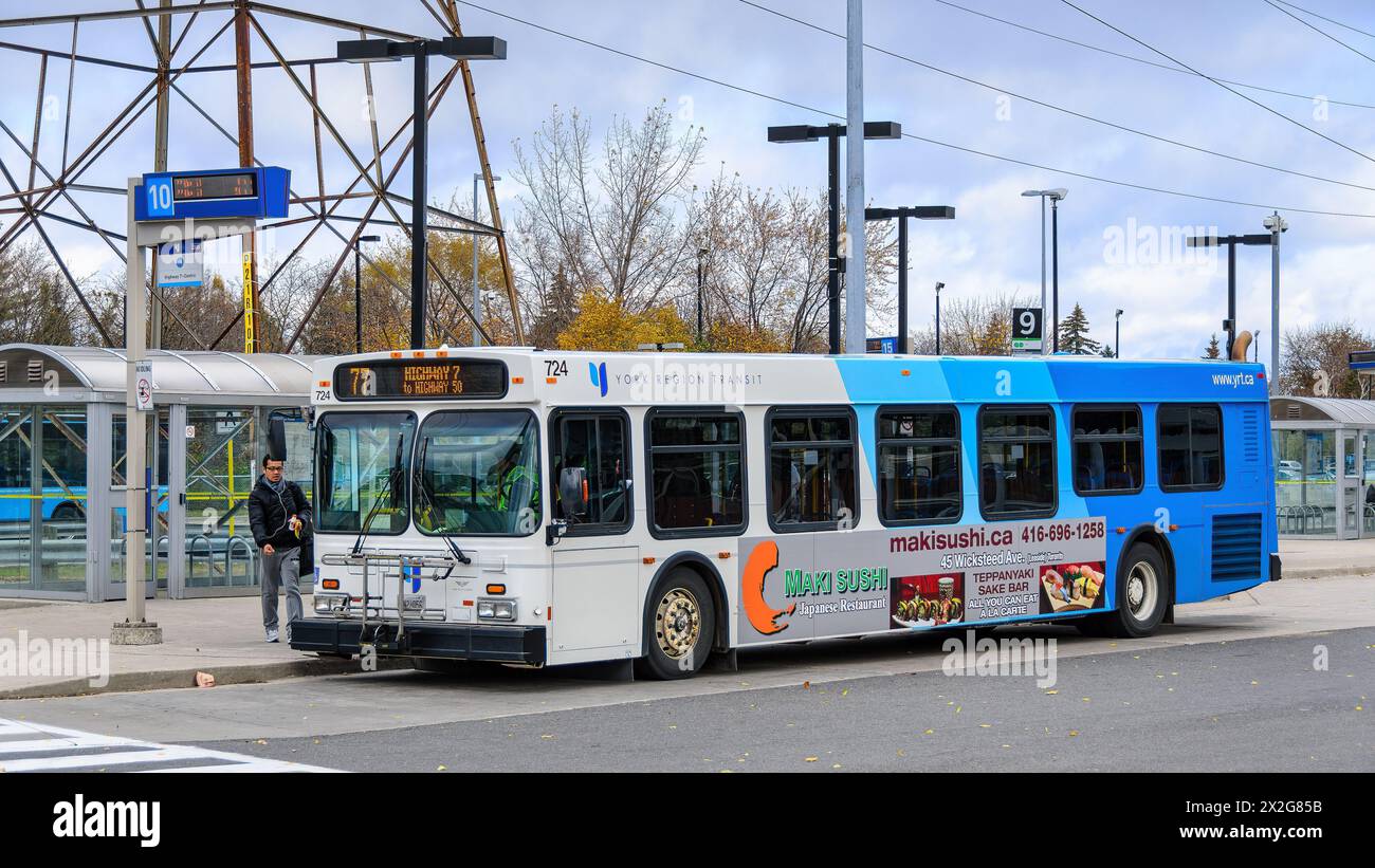 York Regional Transit oder YRT, öffentlicher Verkehrsbus, Kanada Stockfoto