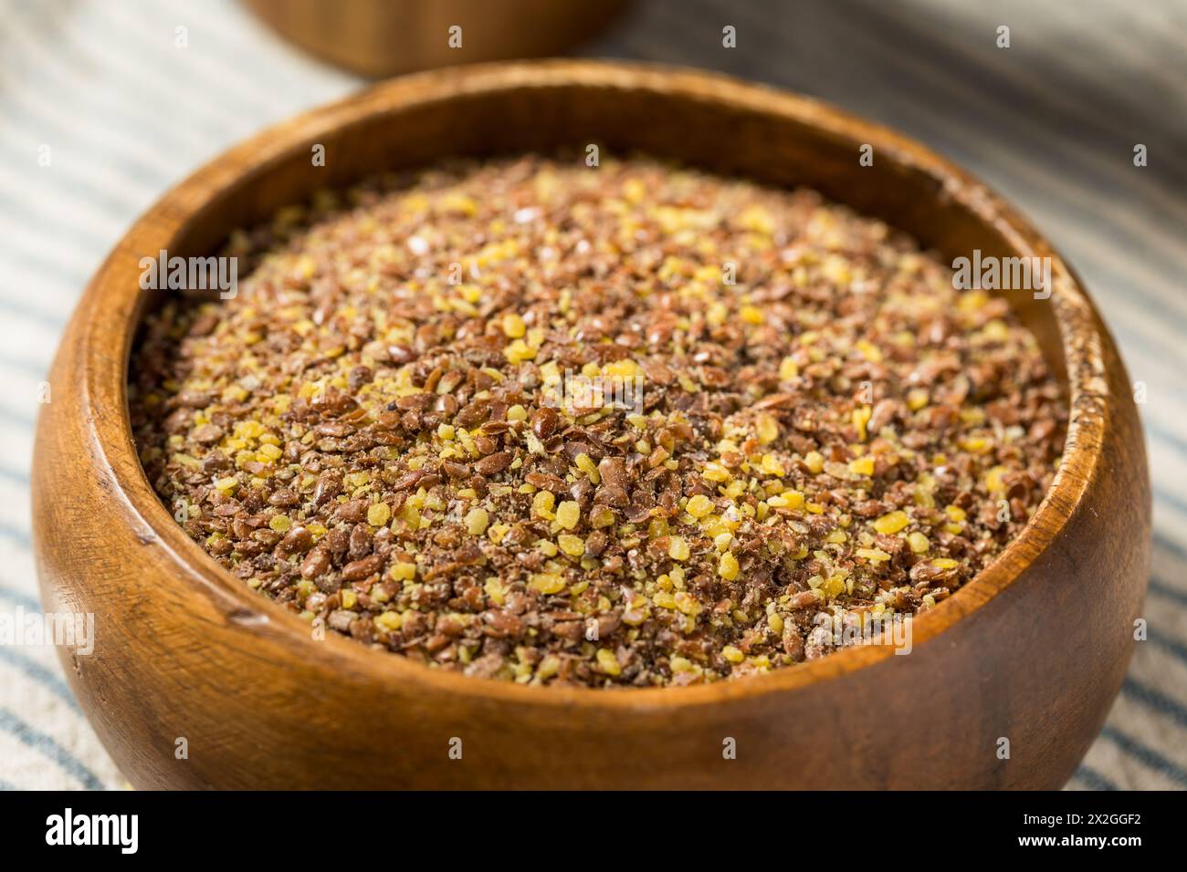 Bio Brown Dry Ground Flachs Samen in einer Schüssel Stockfoto