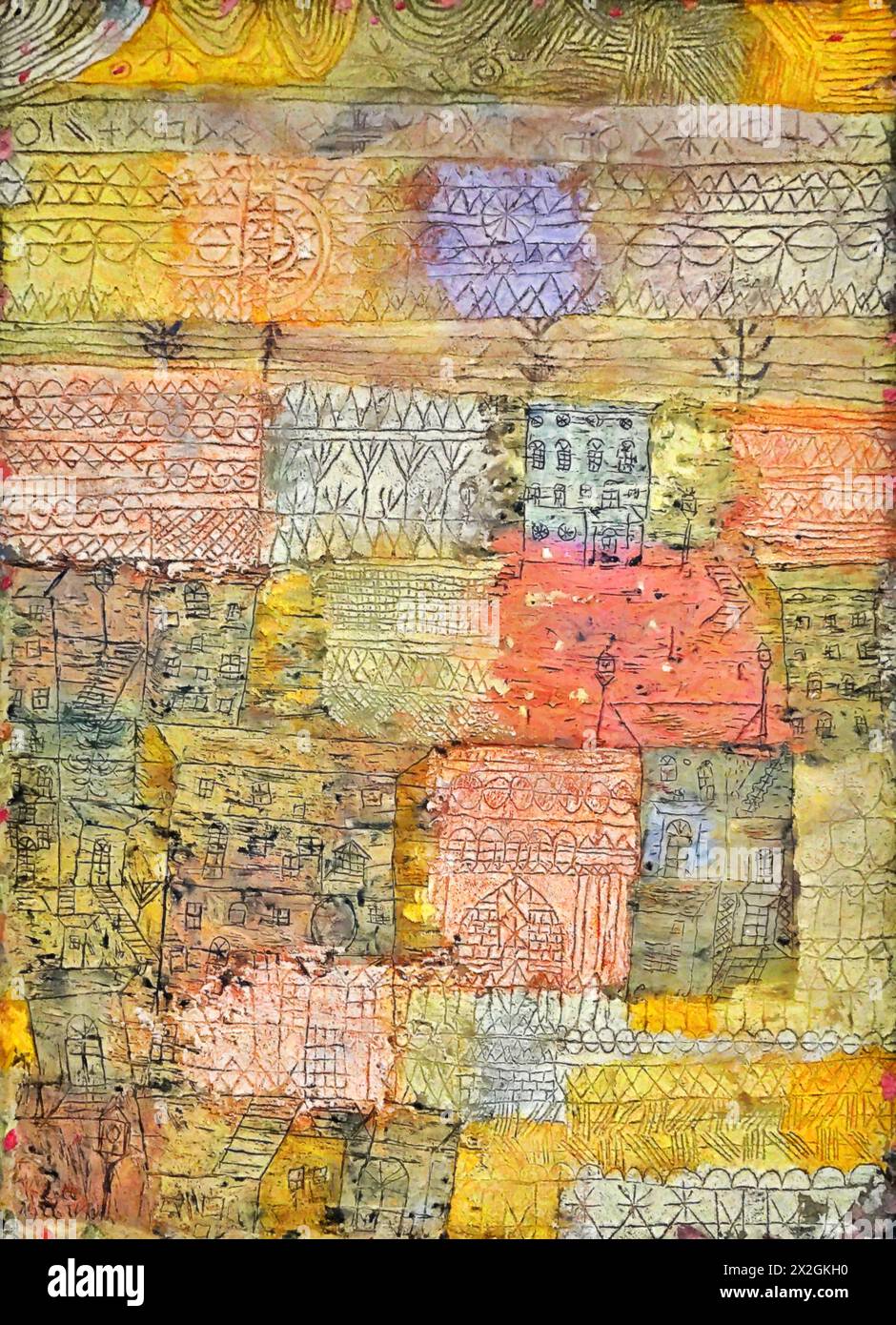 Florentinische Villen, 1926 (Gemälde) des Künstlers Klee, Paul (1879-1940) Schweizer. Stock Vektor
