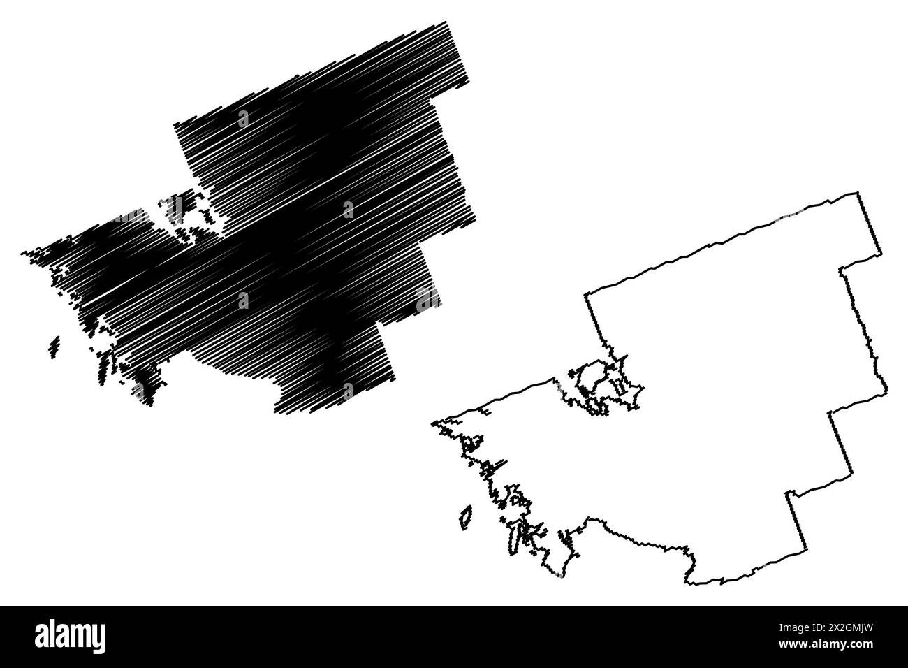District Municipality of Muskoka (Kanada, Ontario Province, Nordamerika) Kartenvektordarstellung, Scribble Sketch Northumberland Muskoka Karte Stock Vektor