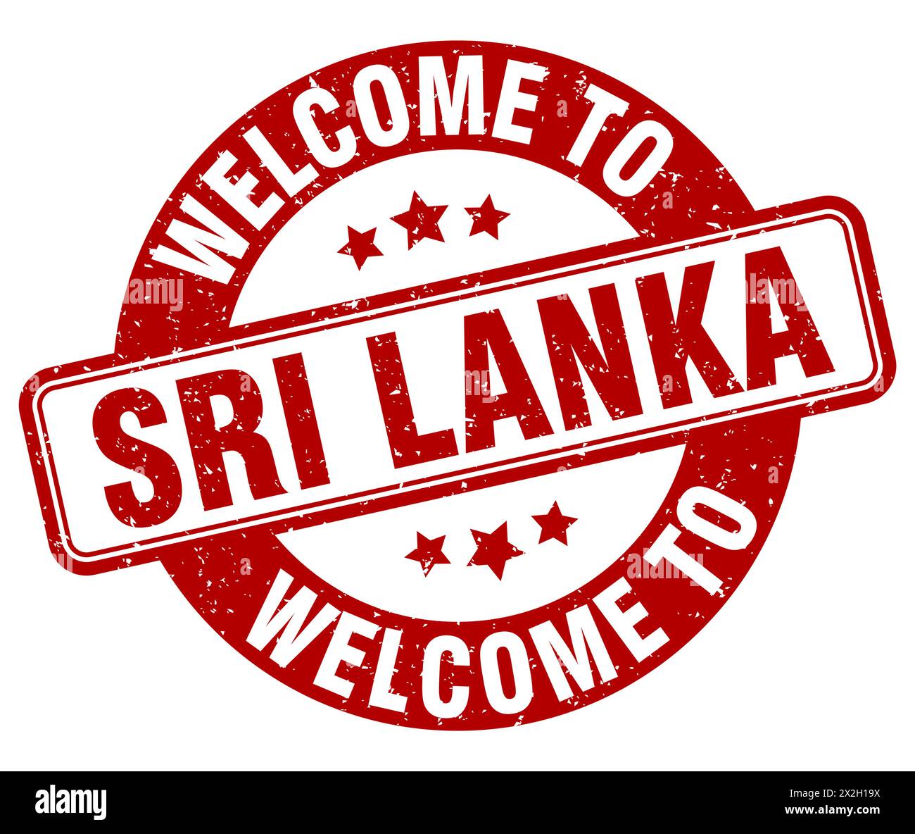 Willkommen bei Sri Lanka Stempel. Sri Lanka rundes Schild isoliert auf weißem Hintergrund Stock Vektor