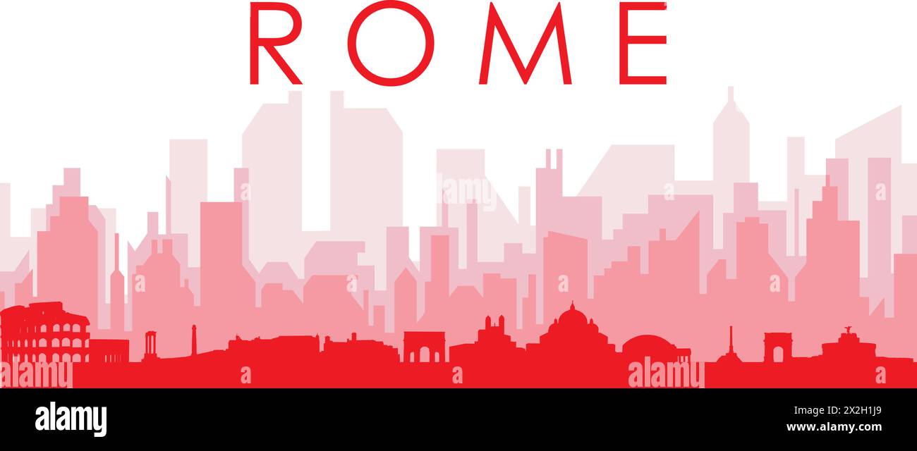 Rotes Poster mit Panoramablick auf die Skyline der Stadt von ROM, ITALIEN Stock Vektor