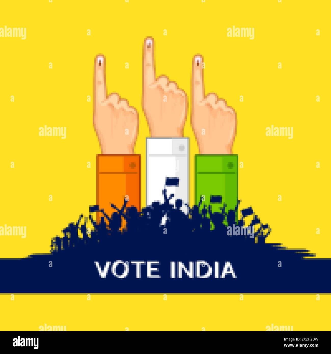 Illustration der indianischen Bevölkerung Hand mit Wahlschild, das die Wahl Indiens zeigt Stock Vektor