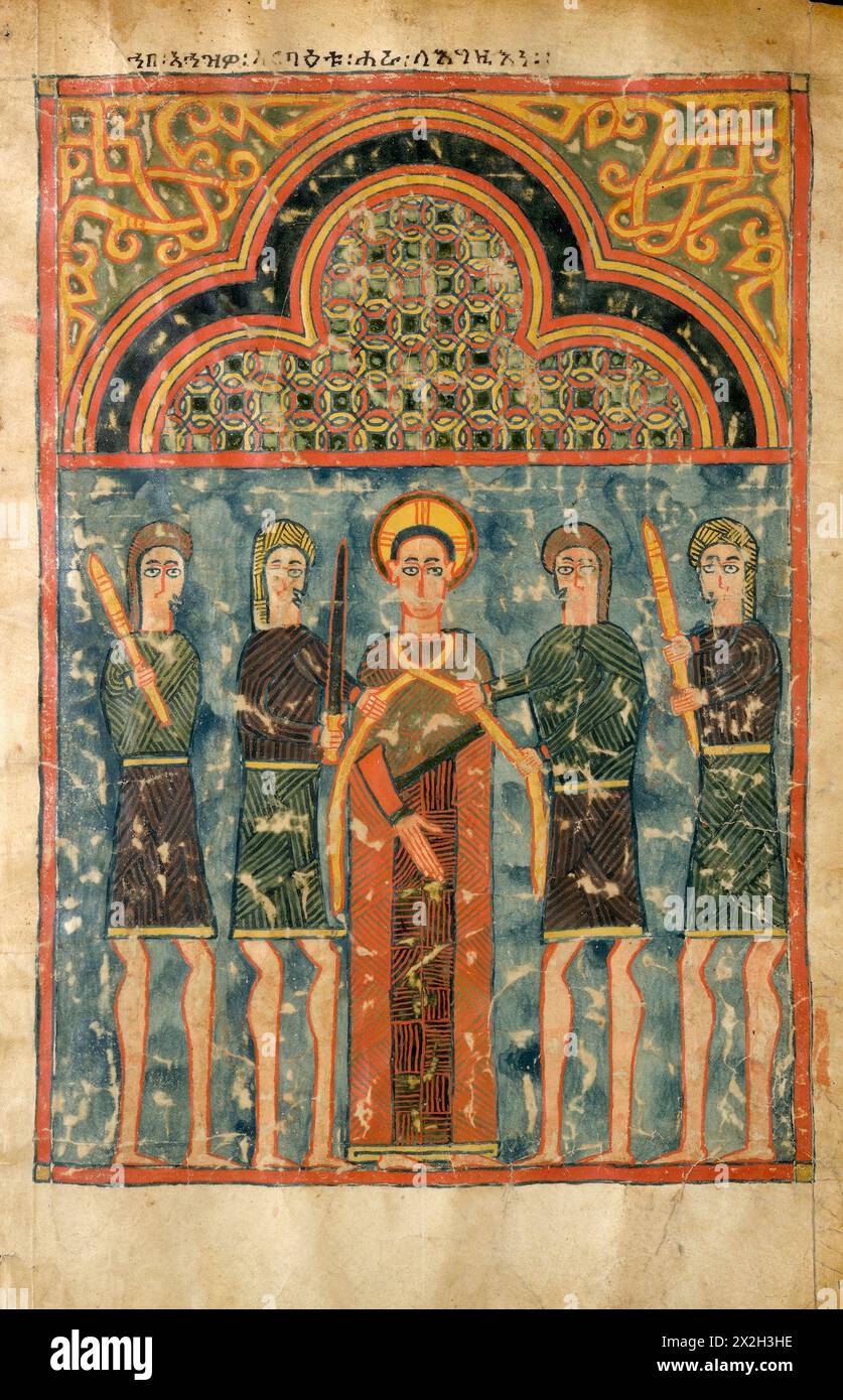 Beleuchtetes Evangelium – Amhara-Völker – Ende des 14. Bis Anfang des 15. Jahrhunderts Stockfoto