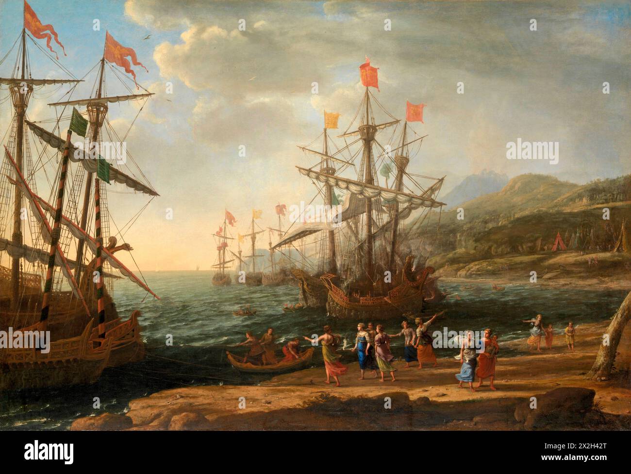 Die Trojanischen Frauen zünden ihre Flotte Claude Lorrain (Claude Gellée) in ca. 1643 Stockfoto