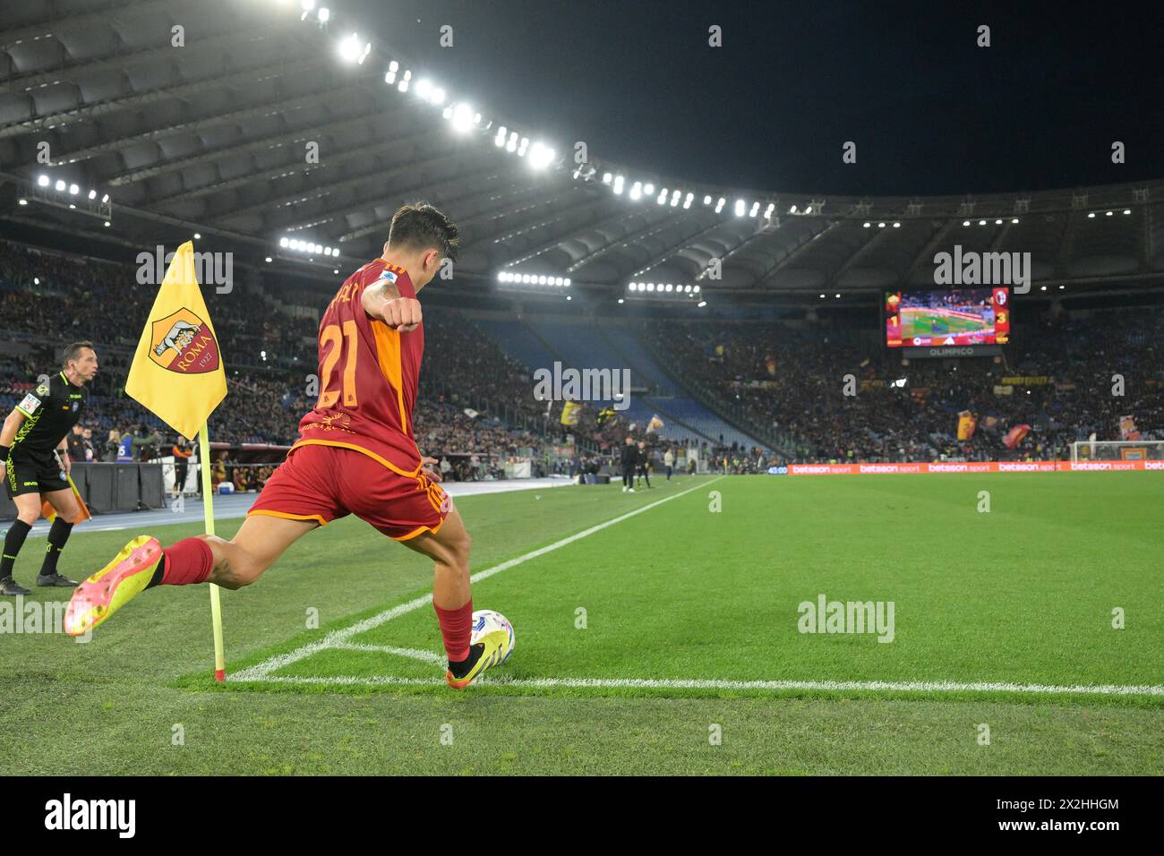 Roma, Italien. April 2024. Roma Paulo Dybala während des Serie A Tim Fußballspiels zwischen Roma und Bologna im Olympiastadion in Rom, Italien - Samstag, 22. April 2024 - Sport Soccer ( Foto: Alfredo Falcone/LaPresse ) Credit: LaPresse/Alamy Live News Stockfoto