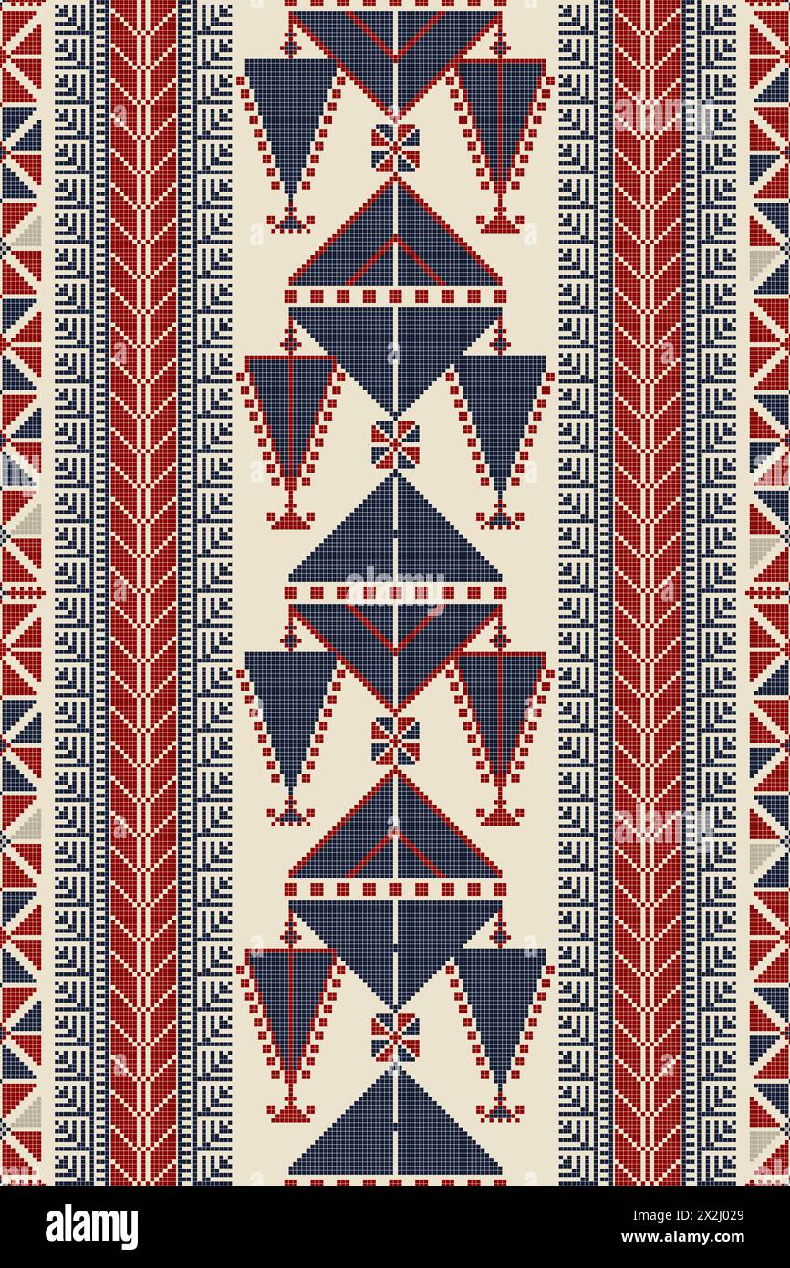 Traditioneller palästinensischer Tatreez, nahtlose Mustervektorvorlage Stockfoto