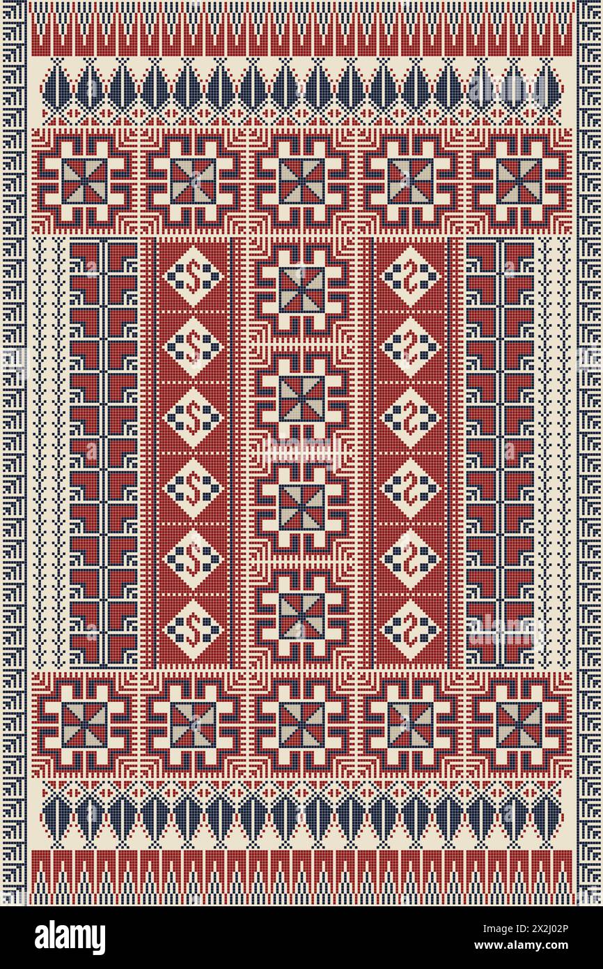 Traditioneller palästinensischer Tatreez, nahtlose Mustervektorvorlage Stockfoto