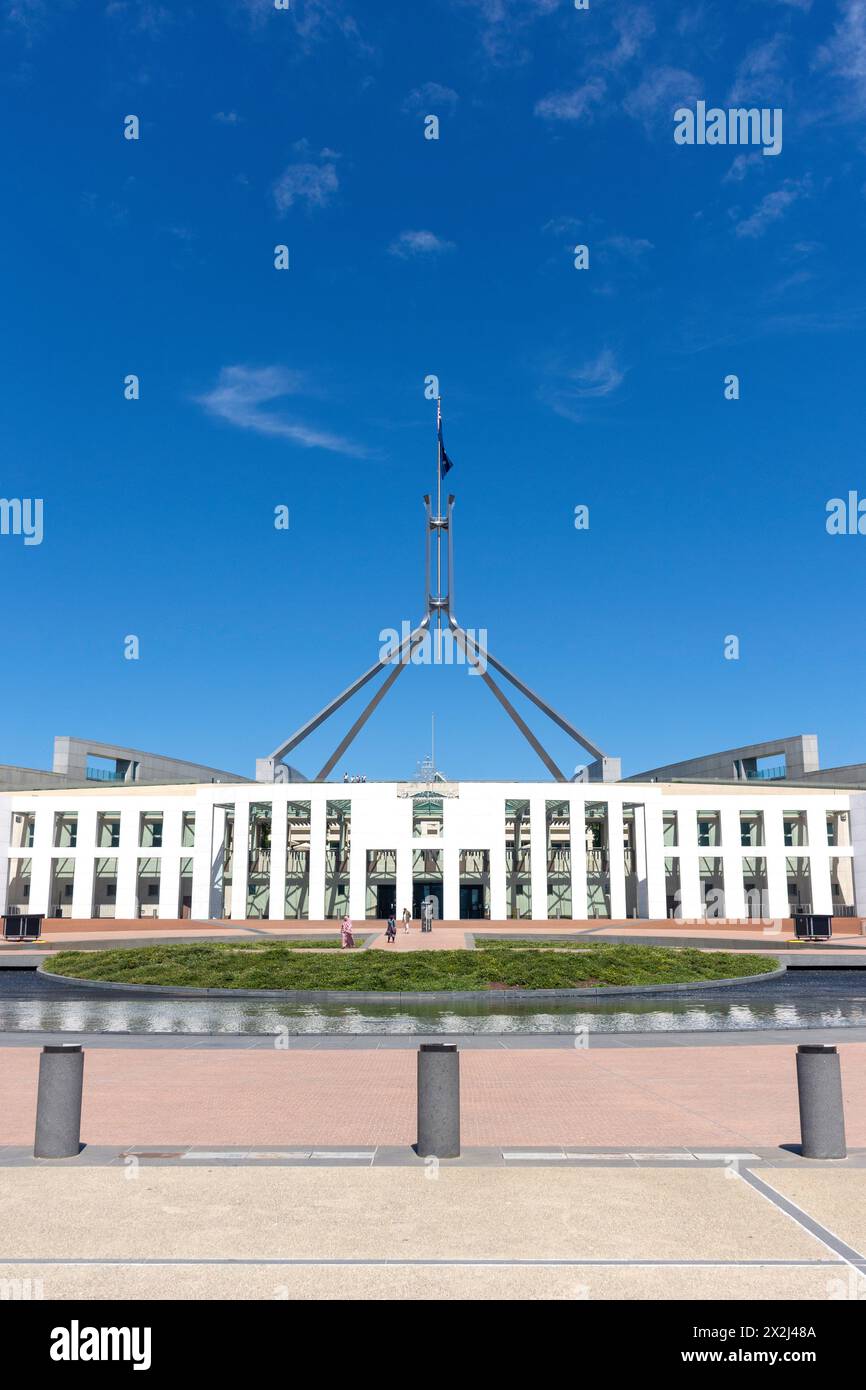 Haupteingang zum Parlamentsgebäude, Capital Hill, Parlamentsdreieck, Canberra, Australian Capital Territory, Australien Stockfoto