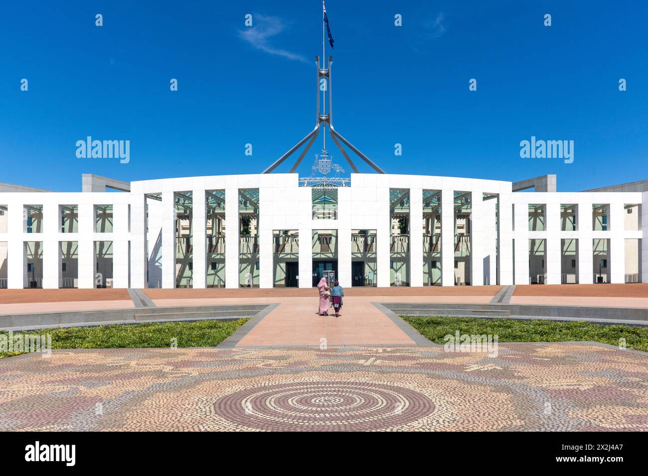 Haupteingang zum Parlamentsgebäude, Capital Hill, Parlamentsdreieck, Canberra, Australian Capital Territory, Australien Stockfoto