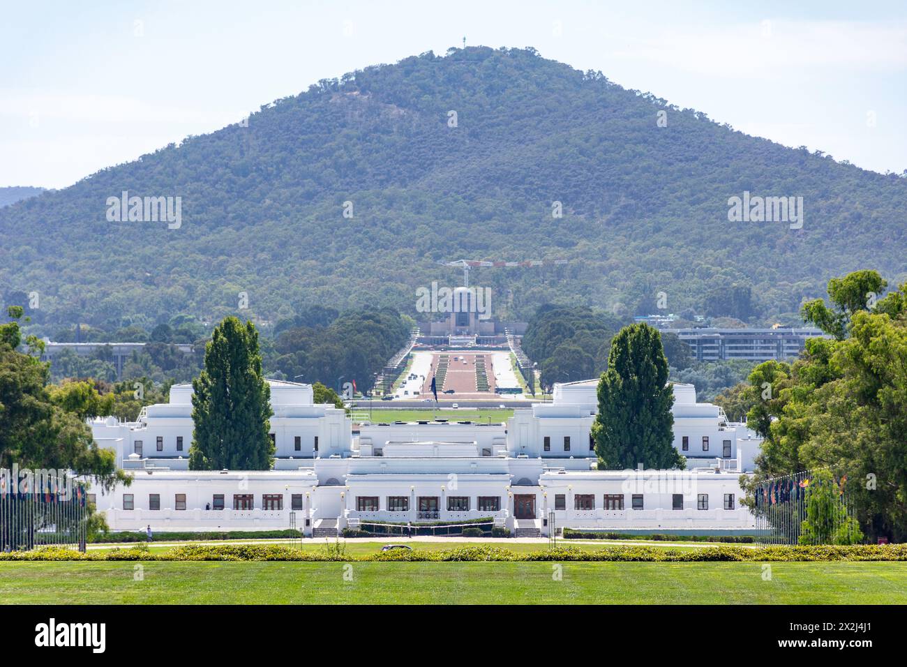 Old Parliament House und Red Hill von Capital Hill, King George Terrace, Canberra, Australian Capital Territory, Australien Stockfoto