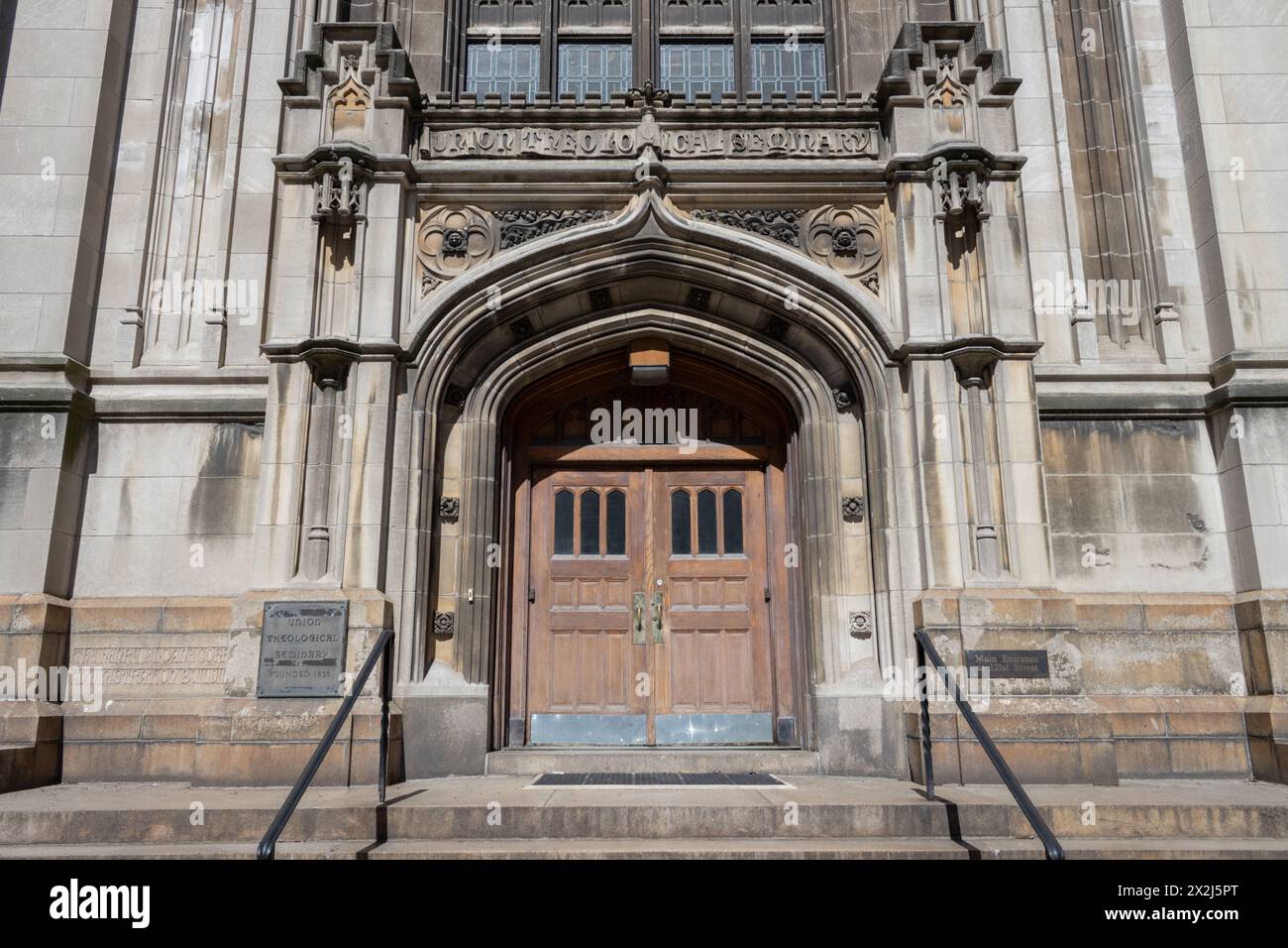 Eintritt zum Union Theological Seminary in Morningside Heights, New York City, verbunden mit der Columbia University, einem privaten ökumenischen Christen Stockfoto