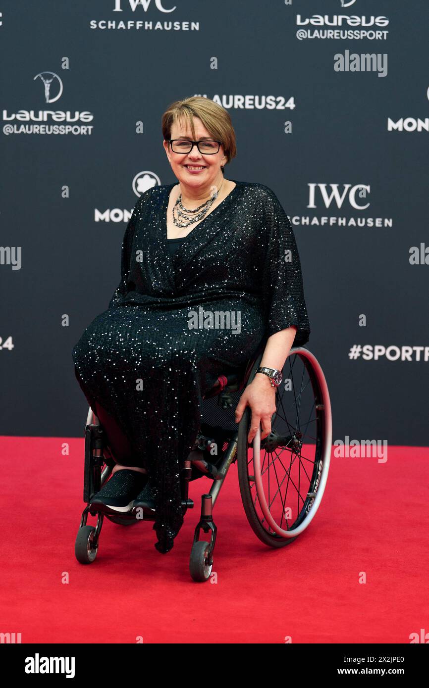 Madrid. Spanien. 20240422 nimmt Tanni Grey-Thompson am 22. April 2024 in Madrid an den Laureus World Sports Awards Madrid 2024 – Roter Teppich im Palacio de Cibeles Teil Stockfoto