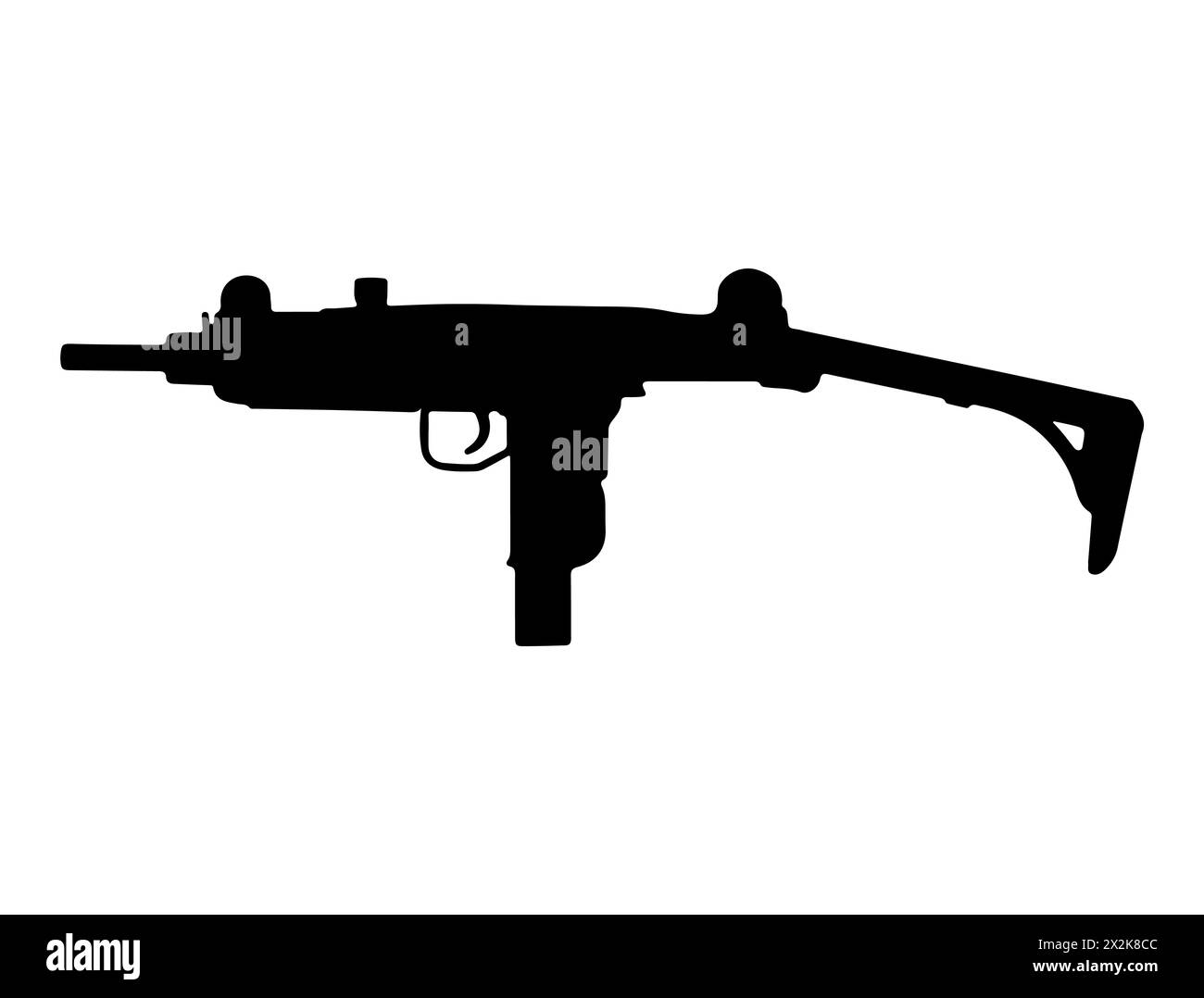 Uzi Maschinenpistole Silhouette Vektorkunst Stock Vektor