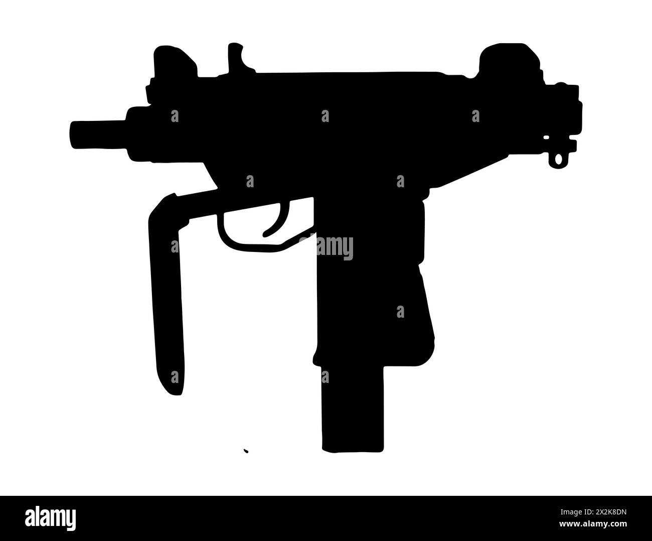 Uzi Maschinenpistole Silhouette Vektorkunst Stock Vektor
