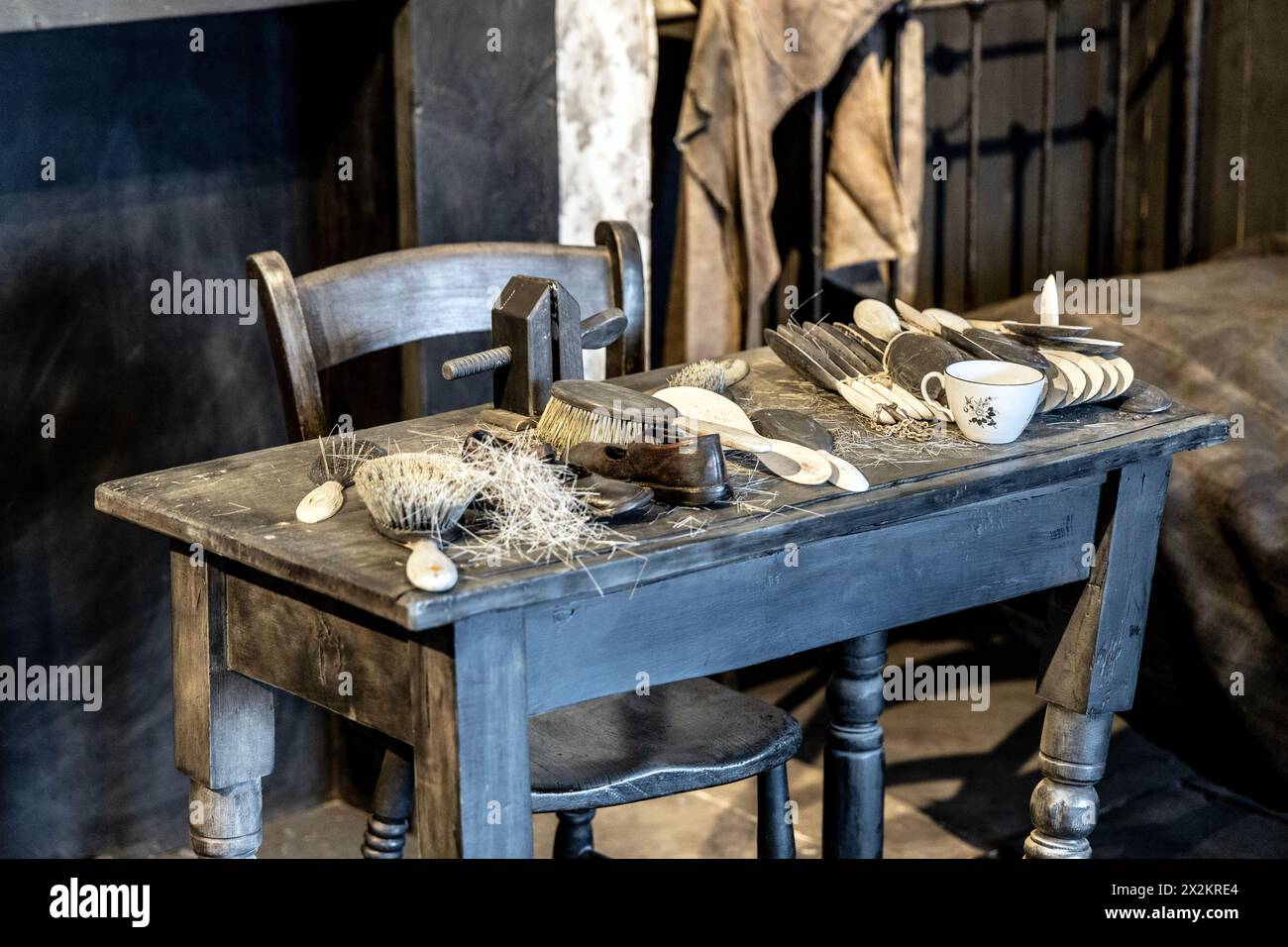 „Forgotten Tale“-Installation der Künstlerin Clarisse d’Arcimoles, die ein Foto von einem Haus in Spitalfields im Jahr 1902 nachbildet, Ragged School Museum, Stockfoto