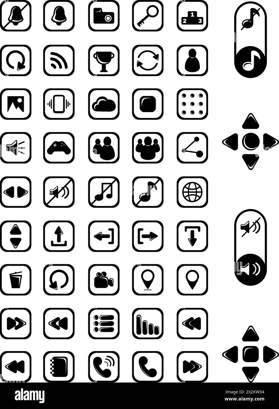 Interface 2D-Spiel. Tasten für das Programm. Stock Vektor
