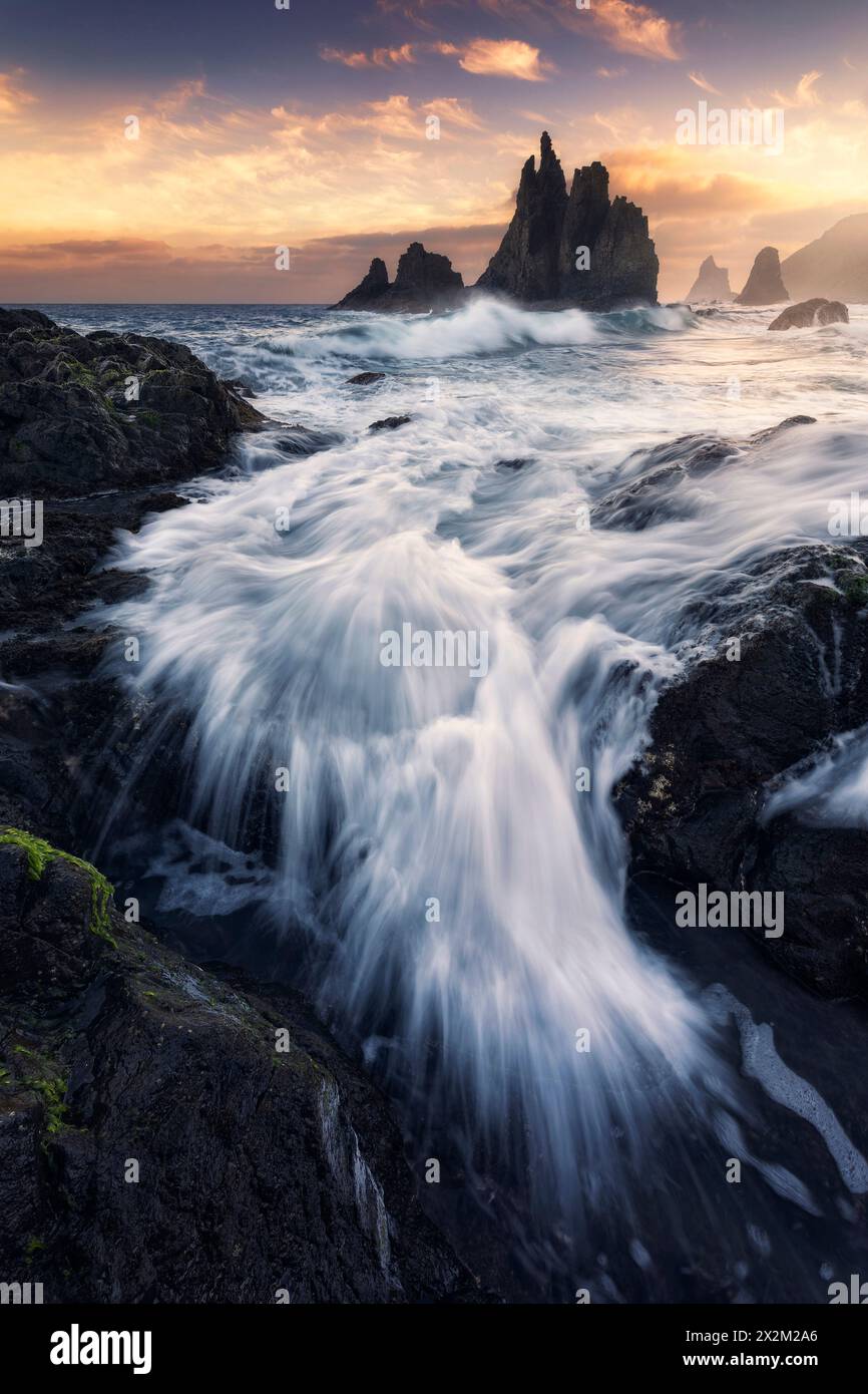 Geographie / Reisen, Spanien, Kanarischen Inseln, Teneriffa, Küste, Benijo, Benijo Beach, ZUSÄTZLICHE RECHTE-CLEARANCE-INFO-NICHT-VERFÜGBAR Stockfoto