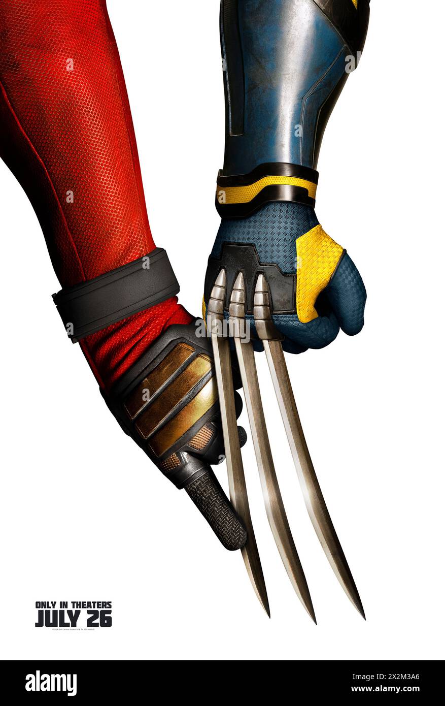 Deadpool & Wolverine (2024) von Shawn Levy mit Ryan Reynolds, Hugh Jackman und Morena Baccarin. Wird der unverantwortliche Held Deadpool mit Wolverine die Geschichte des Marvel-Kinouniversums verändern!? Poster FÜR US-Teaser ***NUR FÜR REDAKTIONELLE ZWECKE***. Quelle: BFA / Walt Disney Studios Stockfoto