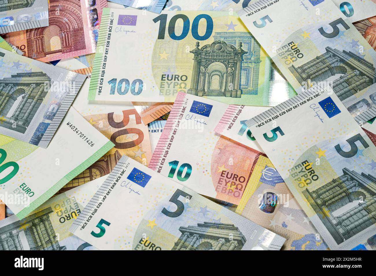 Geld, Euroscheine, Symbolfoto Geld, Reichtum, Konjunktur, Gehalt Stockfoto