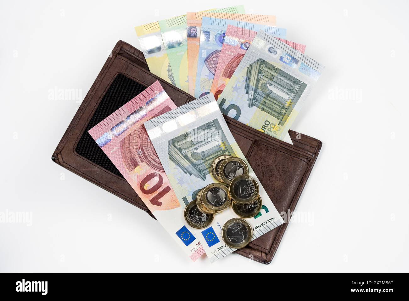 Portemonnaie voller Geld, Symbolfoto Einkommen, Preise, Konjunktur, Finanzen Stockfoto
