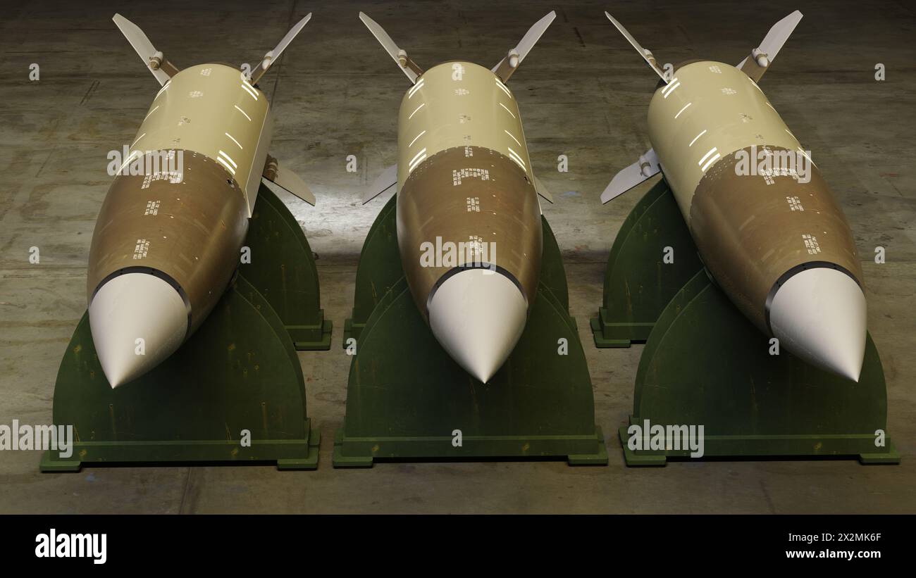 Ballistische Raketen mit sehr kurzer Reichweite im Waffenlager Stockfoto