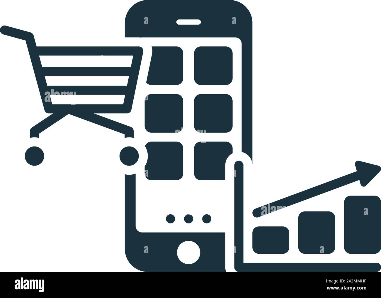 Symbol für Optimierung des Mobile App Store. Einfaches Monochrom-Symbol für mobiles Marketing und Werbung für Vorlagen, Webdesign und Infografiken Stock Vektor