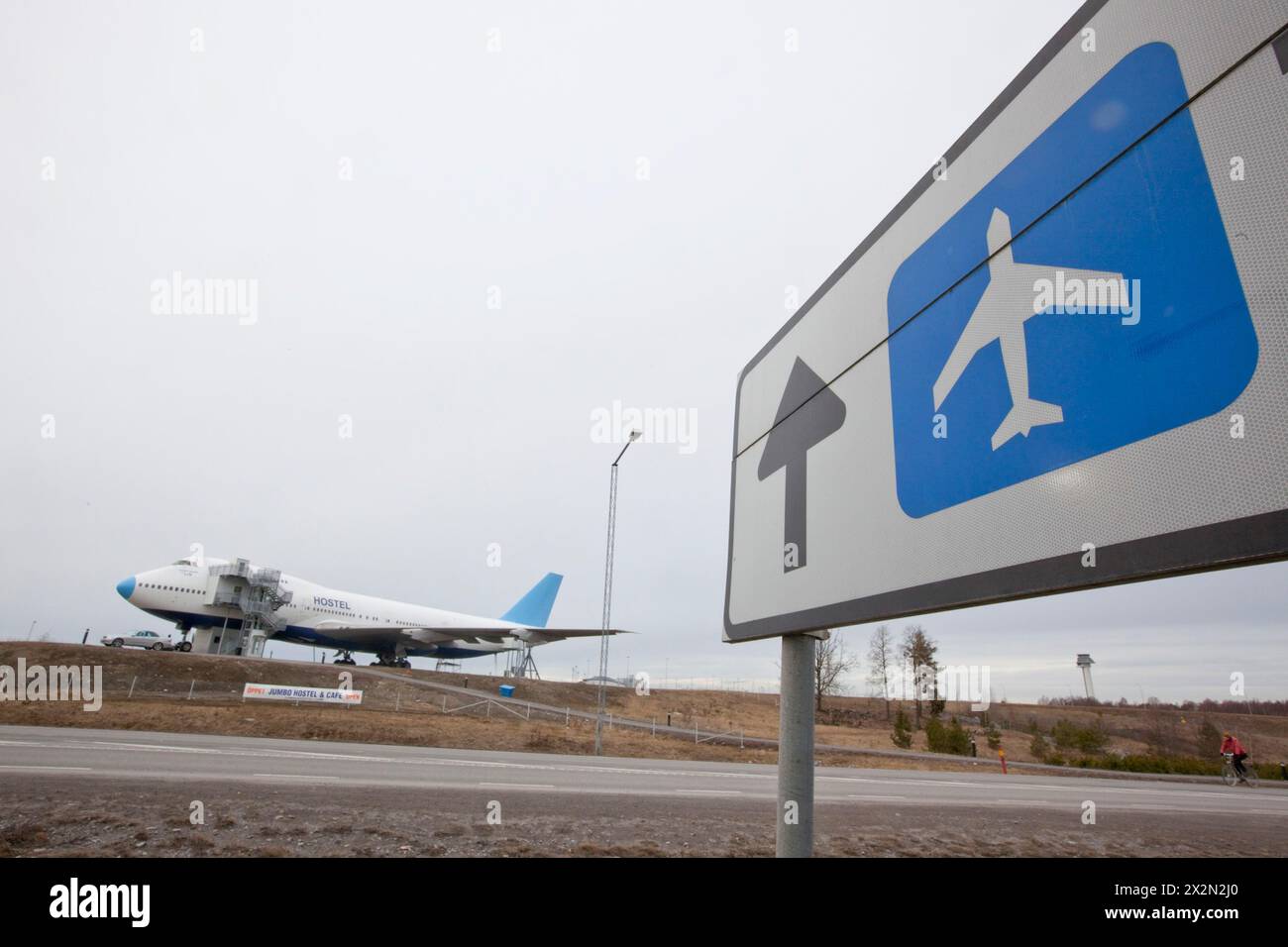 JUMBO-HOTEL IN EINER STILLGELEGTEN BOEING 747 IN STOCKHOLM Stockfoto