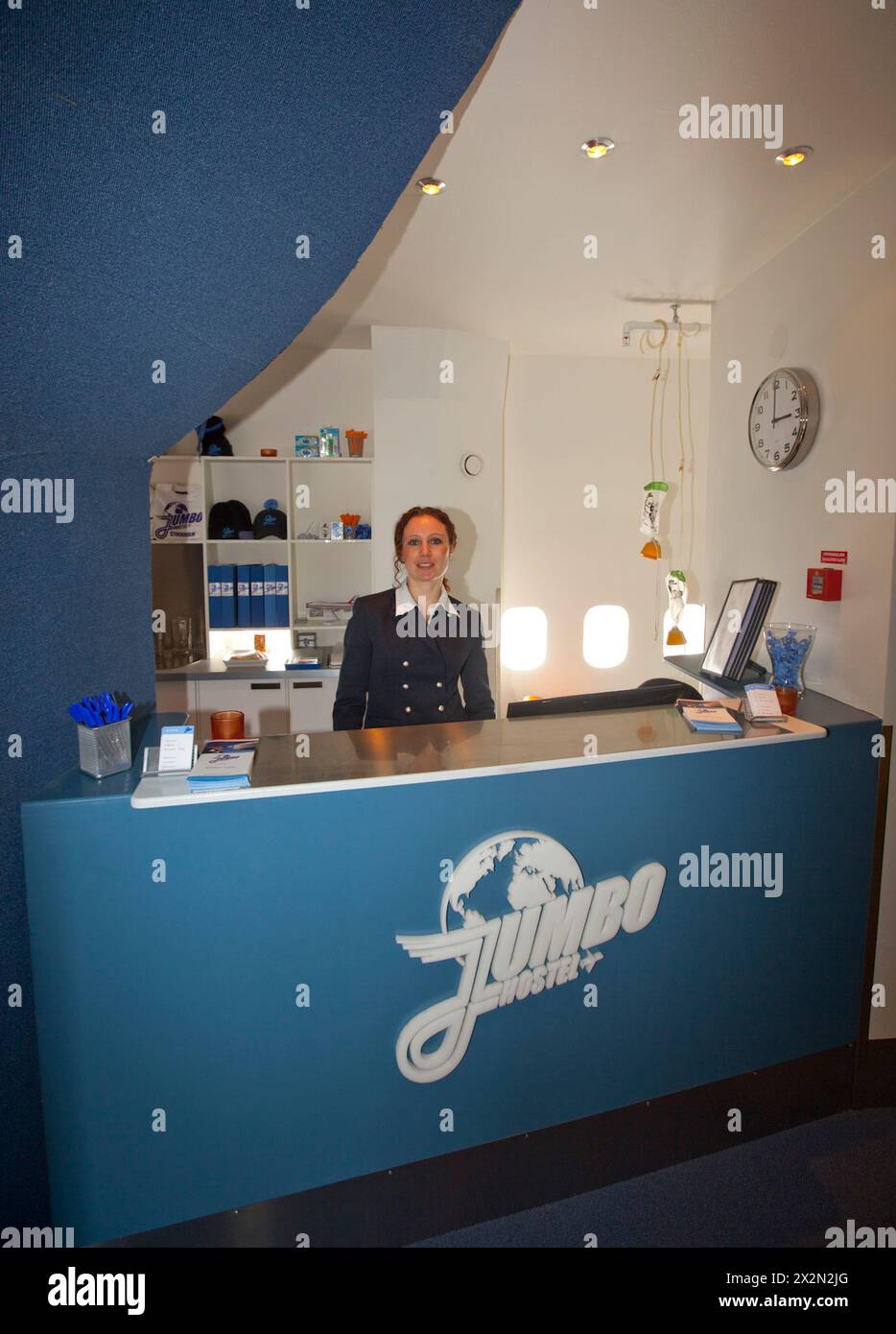 JUMBO-HOTEL IN EINER STILLGELEGTEN BOEING 747 IN STOCKHOLM Stockfoto