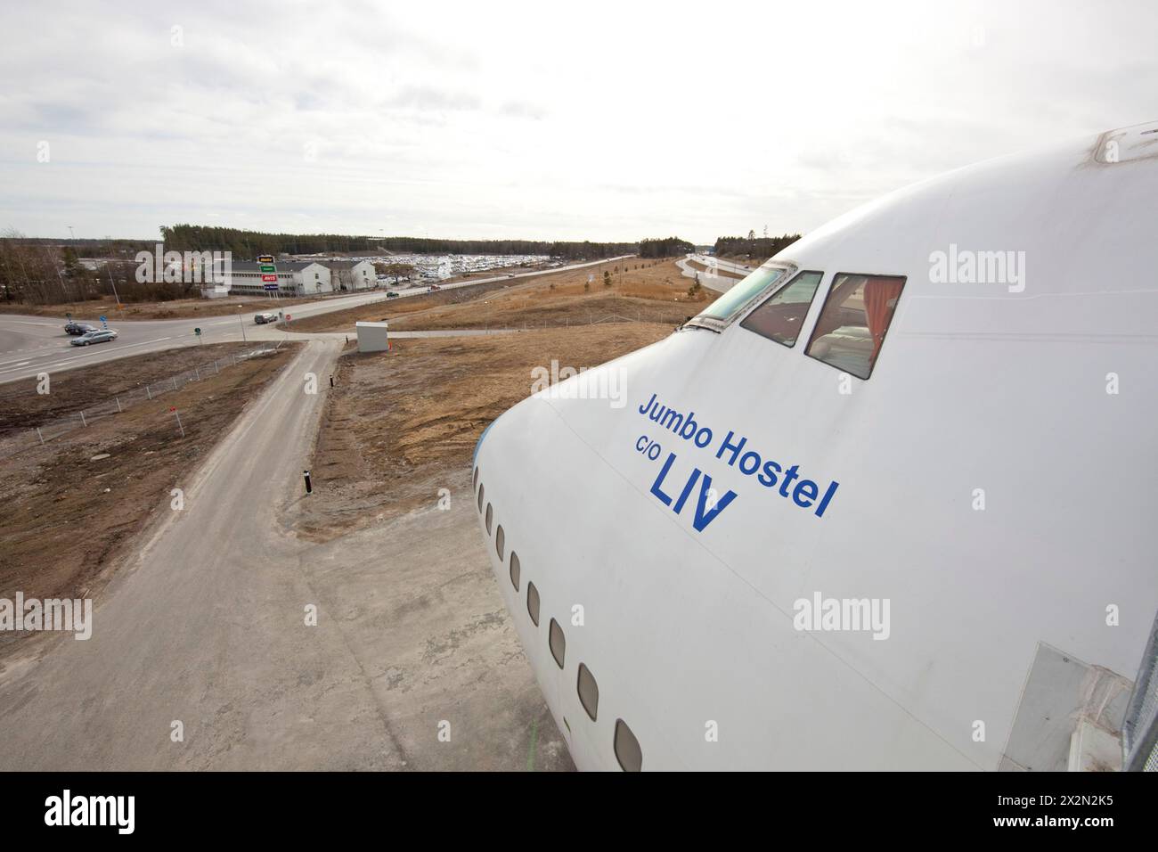JUMBO-HOTEL IN EINER STILLGELEGTEN BOEING 747 IN STOCKHOLM Stockfoto