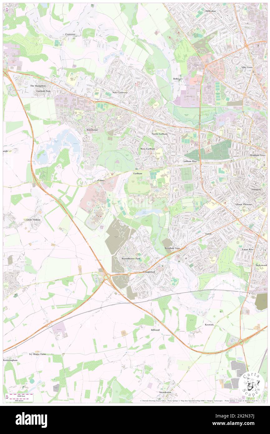 Sainsbury Centre for Visual Arts, Norfolk, GB, Vereinigtes Königreich, England, n 52 37' 13''', N 1 14' 5''', Karte, Cartascapes Map, veröffentlicht 2024. Erkunden Sie Cartascapes, eine Karte, die die vielfältigen Landschaften, Kulturen und Ökosysteme der Erde enthüllt. Reisen Sie durch Zeit und Raum und entdecken Sie die Verflechtungen der Vergangenheit, Gegenwart und Zukunft unseres Planeten. Stockfoto