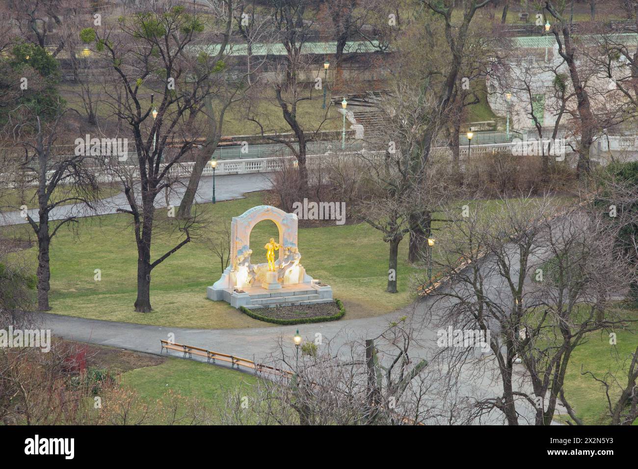 Johann Strauss-Statue in Wien, Österreich, Blick von oben Stockfoto