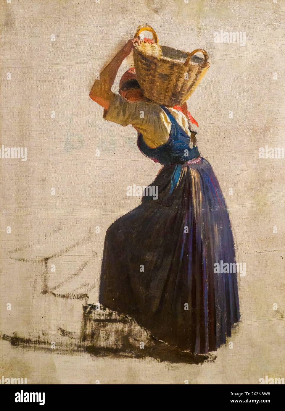 Weiblicher Bagger in Pompeji von Filippo Palizzi (1818–1899), ca. 1864 Öl auf Leinwand Stockfoto