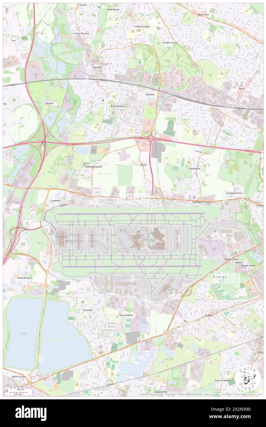 Flughafen Leonardo LDN Heathrow, Greater London, GB, Vereinigtes Königreich, England, n 51 28' 51''', S 0 27' 36'', Karte, Cartascapes Map 2024 veröffentlicht. Erkunden Sie Cartascapes, eine Karte, die die vielfältigen Landschaften, Kulturen und Ökosysteme der Erde enthüllt. Reisen Sie durch Zeit und Raum und entdecken Sie die Verflechtungen der Vergangenheit, Gegenwart und Zukunft unseres Planeten. Stockfoto