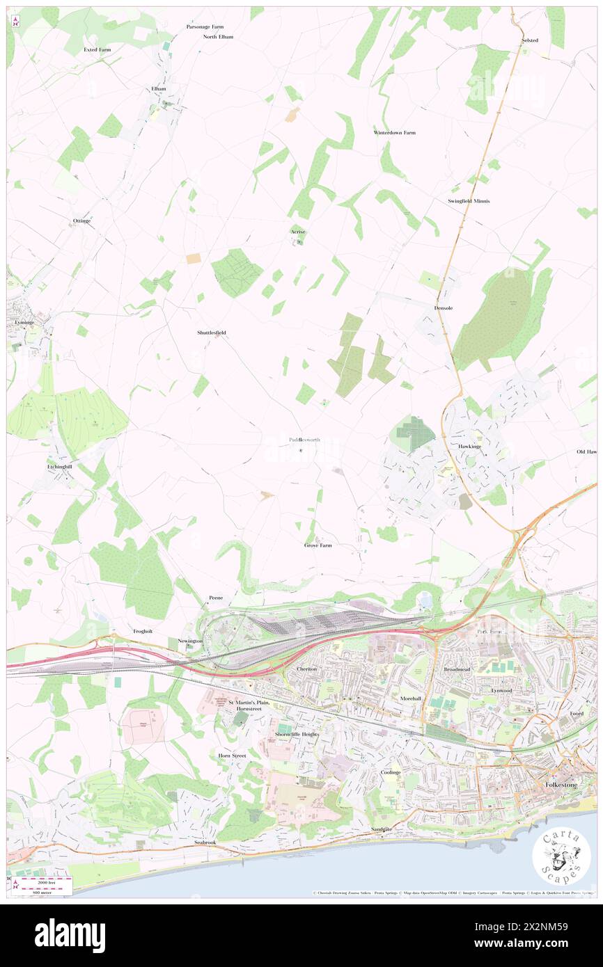 Paddlesworth St. Oswald's, Kent, GB, Vereinigtes Königreich, England, n 51 6' 53'', N 1 8' 6'', Karte, Cartascapes Map, veröffentlicht 2024. Erkunden Sie Cartascapes, eine Karte, die die vielfältigen Landschaften, Kulturen und Ökosysteme der Erde enthüllt. Reisen Sie durch Zeit und Raum und entdecken Sie die Verflechtungen der Vergangenheit, Gegenwart und Zukunft unseres Planeten. Stockfoto