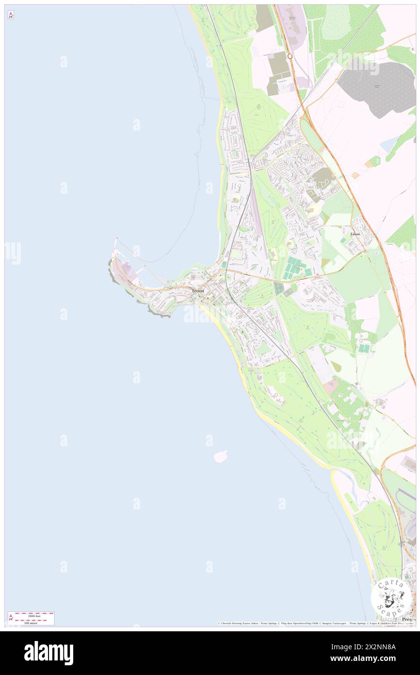 Troon Beach, South Ayrshire, GB, Vereinigtes Königreich, Schottland, n 55 32' 25'', S 4 39' 39'', Karte, Cartascapes Map, veröffentlicht 2024. Erkunden Sie Cartascapes, eine Karte, die die vielfältigen Landschaften, Kulturen und Ökosysteme der Erde enthüllt. Reisen Sie durch Zeit und Raum und entdecken Sie die Verflechtungen der Vergangenheit, Gegenwart und Zukunft unseres Planeten. Stockfoto