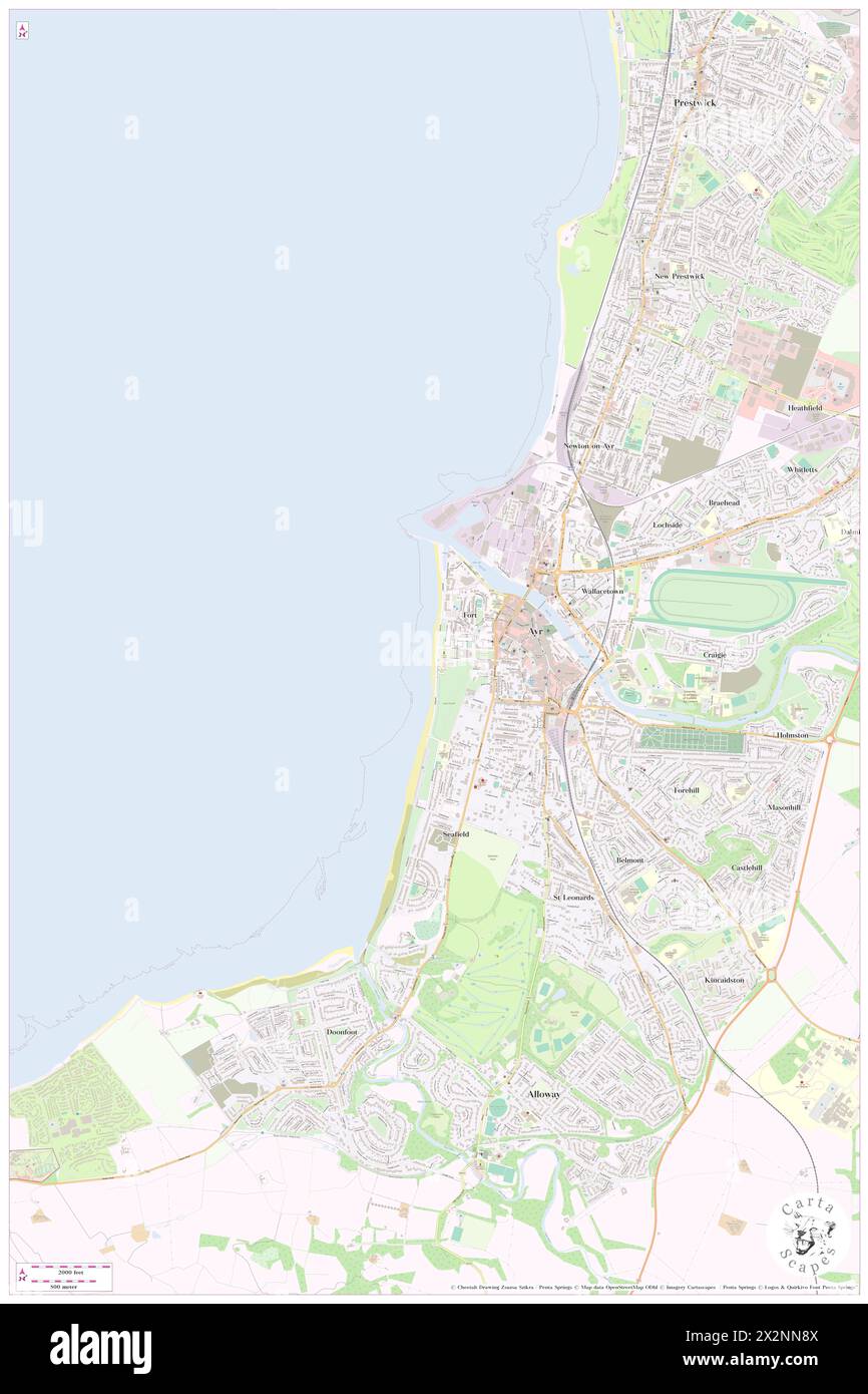 Ayr Beach, South Ayrshire, GB, Vereinigtes Königreich, Schottland, n 55 27' 41'', S 4 38' 31'', Karte, Cartascapes Map, veröffentlicht 2024. Erkunden Sie Cartascapes, eine Karte, die die vielfältigen Landschaften, Kulturen und Ökosysteme der Erde enthüllt. Reisen Sie durch Zeit und Raum und entdecken Sie die Verflechtungen der Vergangenheit, Gegenwart und Zukunft unseres Planeten. Stockfoto