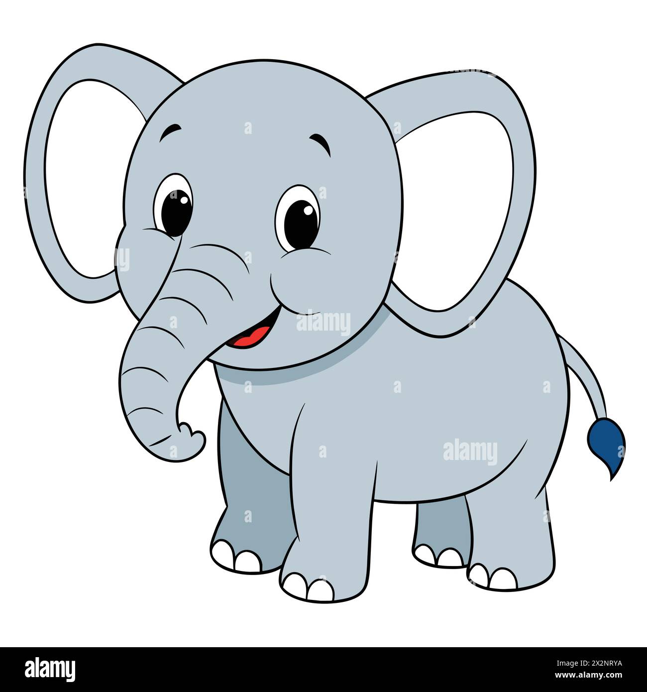 Entzückender Elefant, perfekt für Kinder Bücher Karten Einladungen Logos Webdesign T-Shirts Grußkarten Briefpapier Verpackung Tattoo Designs Stock Vektor