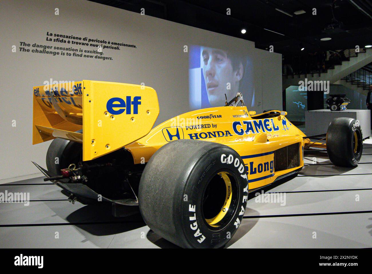 Italien, 23. april 2024 Turin, Museo Nazionale Automobile, Pressekonferenz zur Ausstellung Ayrton Senna Forever Stockfoto