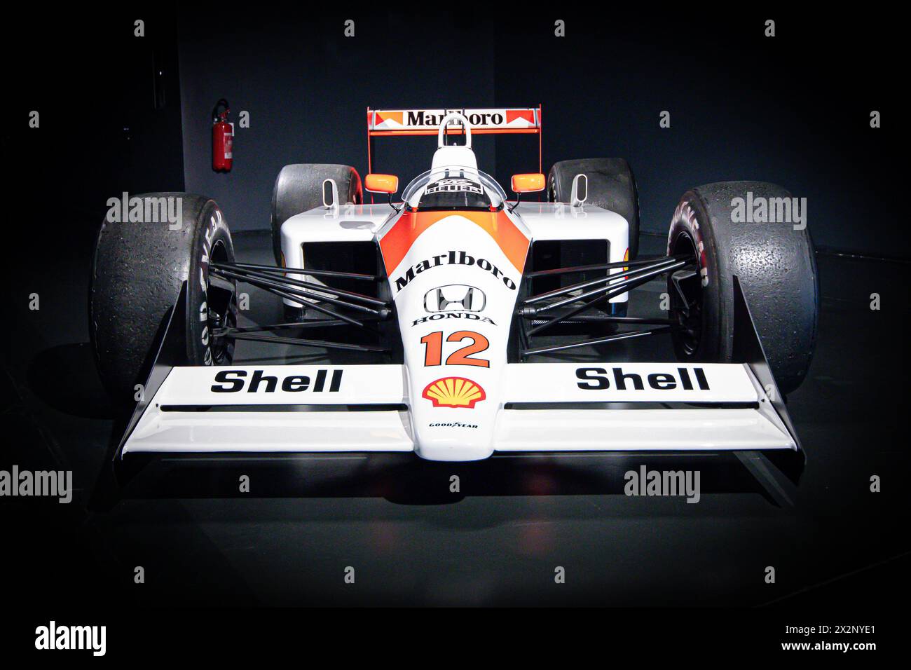 Italien, 23. april 2024 Turin, Museo Nazionale Automobile, Pressekonferenz zur Ausstellung Ayrton Senna Forever Stockfoto