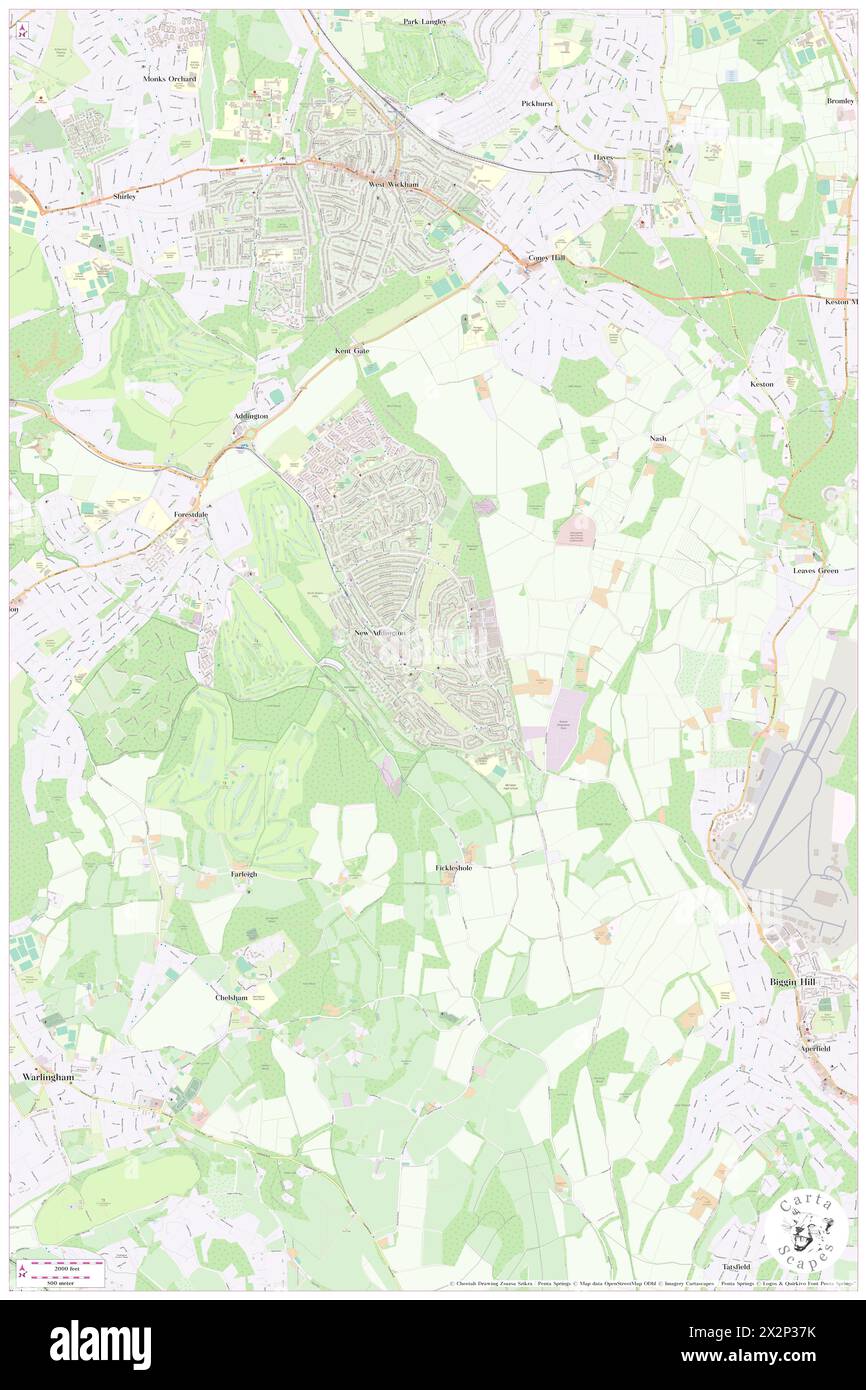 New Addington, Greater London, GB, Vereinigtes Königreich, England, n 51 20' 28'', S 0 0' 35'', Karte, Cartascapes Map, veröffentlicht 2024. Erkunden Sie Cartascapes, eine Karte, die die vielfältigen Landschaften, Kulturen und Ökosysteme der Erde enthüllt. Reisen Sie durch Zeit und Raum und entdecken Sie die Verflechtungen der Vergangenheit, Gegenwart und Zukunft unseres Planeten. Stockfoto