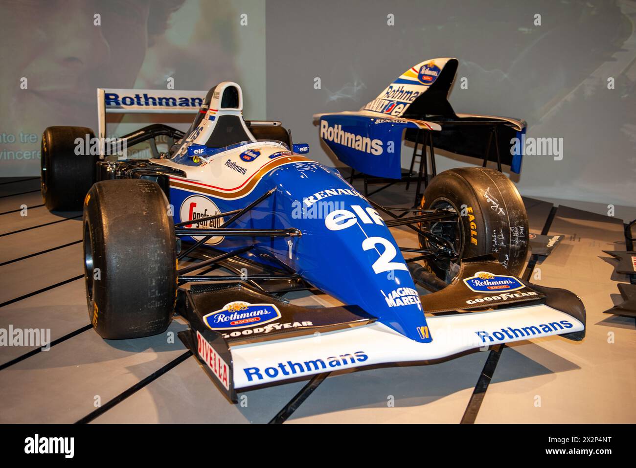 23/2024 Turin (Italien) Ayrton Sennas Williams FW16-Renault wird im National Automobile Museum ausgestellt Stockfoto