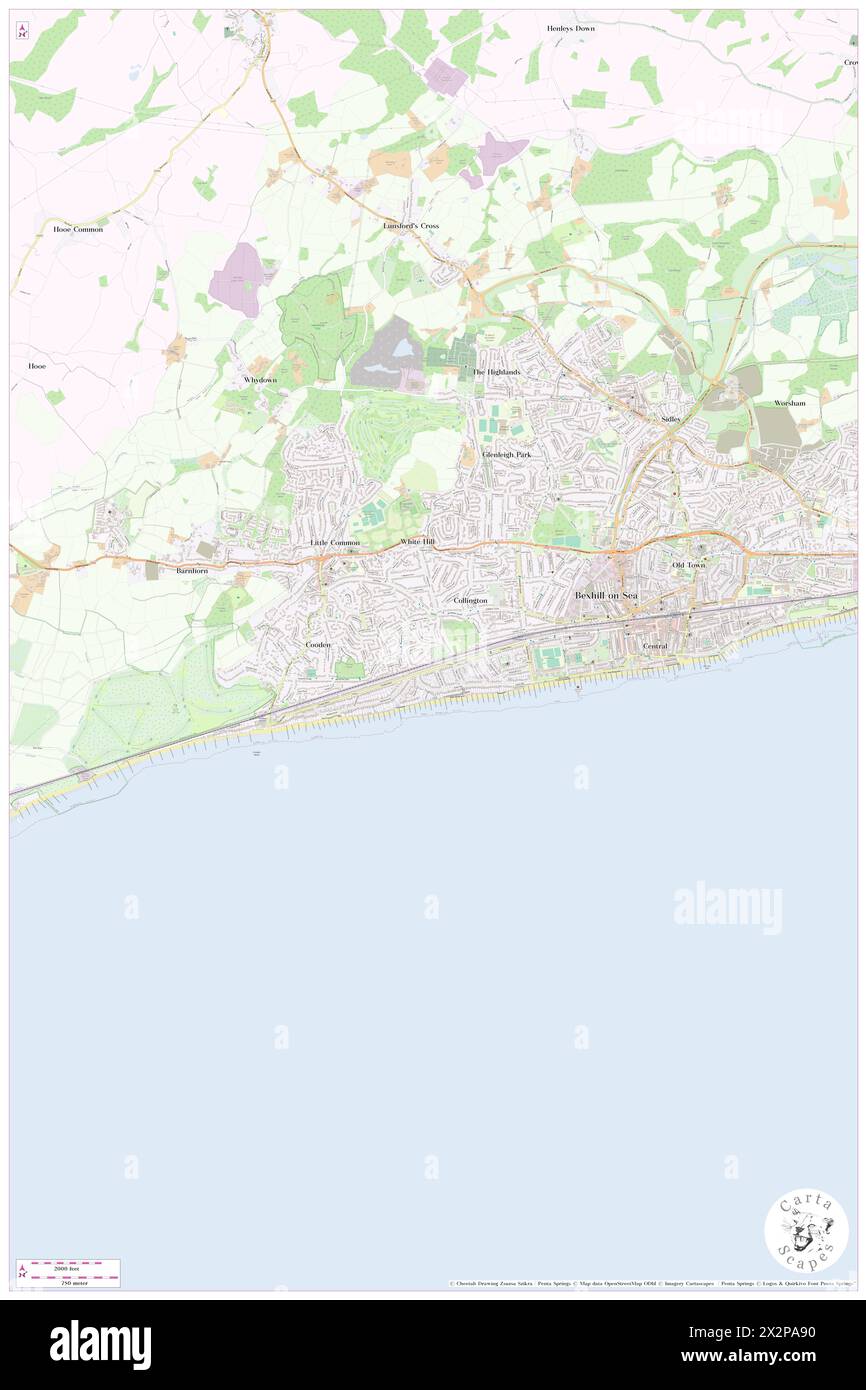 Bexhill-on-Sea Mediumwave Sender, Mast Northwest, East Sussex, GB, Vereinigtes Königreich, England, N 50 50' 17'', N 0 26' 49'', Karte, Cartascapes Map, veröffentlicht 2024. Erkunden Sie Cartascapes, eine Karte, die die vielfältigen Landschaften, Kulturen und Ökosysteme der Erde enthüllt. Reisen Sie durch Zeit und Raum und entdecken Sie die Verflechtungen der Vergangenheit, Gegenwart und Zukunft unseres Planeten. Stockfoto