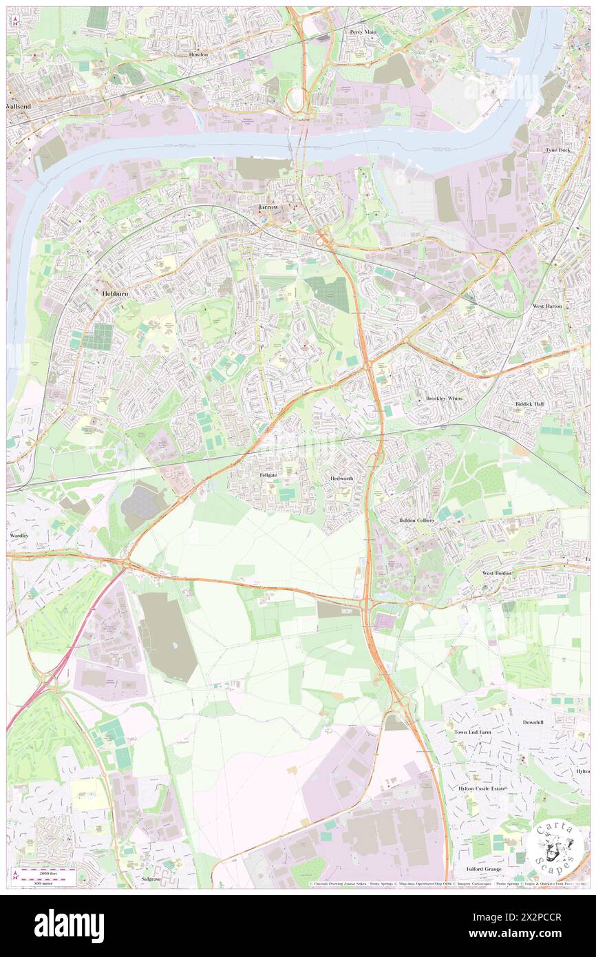 Fellgate, South Tyneside, GB, Vereinigtes Königreich, England, n 54 57' 26'', S 1 29' 8'', Karte, Cartascapes Map, veröffentlicht 2024. Erkunden Sie Cartascapes, eine Karte, die die vielfältigen Landschaften, Kulturen und Ökosysteme der Erde enthüllt. Reisen Sie durch Zeit und Raum und entdecken Sie die Verflechtungen der Vergangenheit, Gegenwart und Zukunft unseres Planeten. Stockfoto