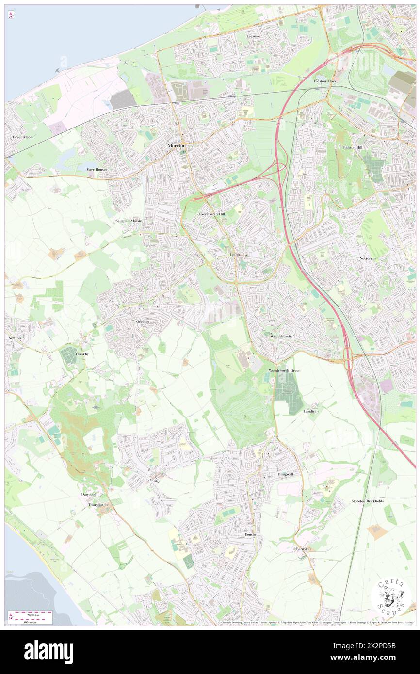 Wirral, Metropolitan Borough of Wirral, GB, Vereinigtes Königreich, England, N 53 22' 34'', S 3 6' 18'', Karte, Cartascapes Map, veröffentlicht 2024. Erkunden Sie Cartascapes, eine Karte, die die vielfältigen Landschaften, Kulturen und Ökosysteme der Erde enthüllt. Reisen Sie durch Zeit und Raum und entdecken Sie die Verflechtungen der Vergangenheit, Gegenwart und Zukunft unseres Planeten. Stockfoto